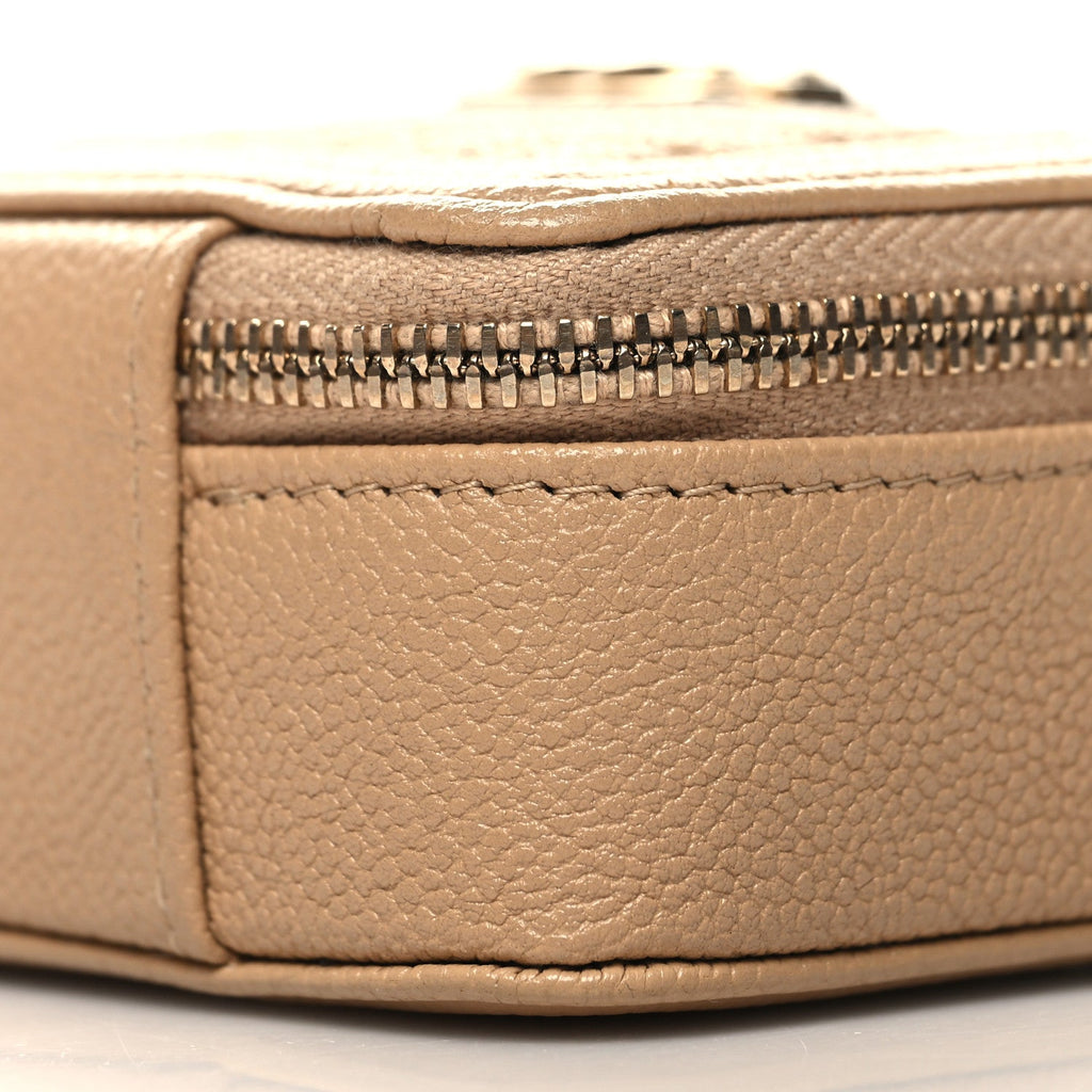 Caviar Chevron Quilted Mini Boy Clutch With Chain Beige