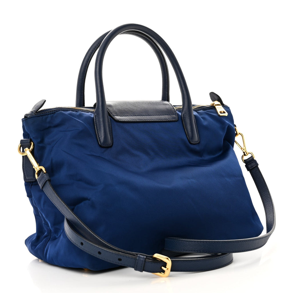 Tessuto Nylon Saffiano Tote Bluette