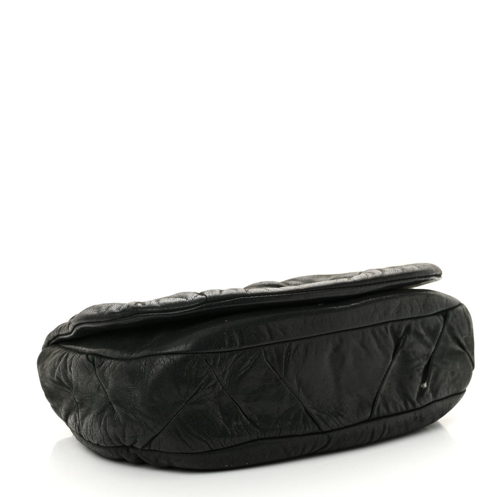 Iridescent Calfskin Glint Flap Black