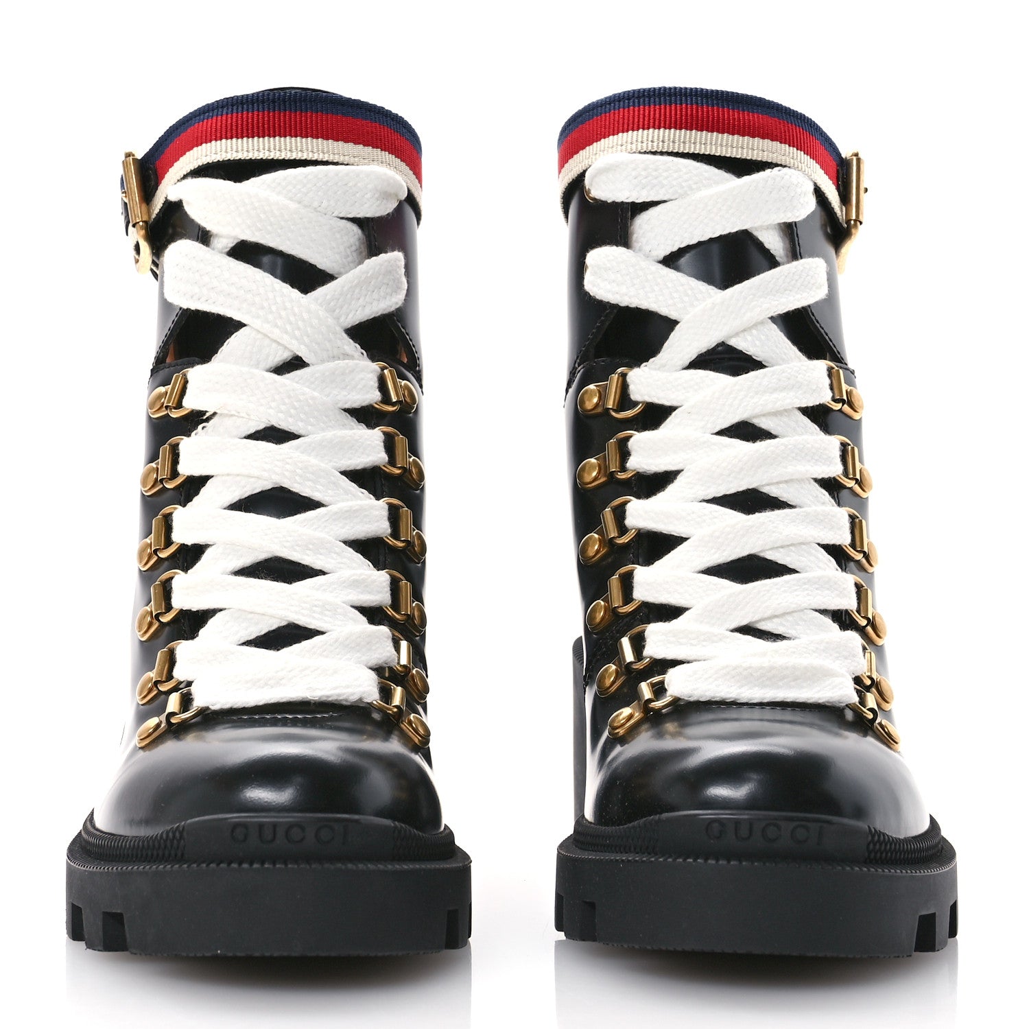 Calfskin Sylvie Web Womens Lace Up Combat Boots 35 Black