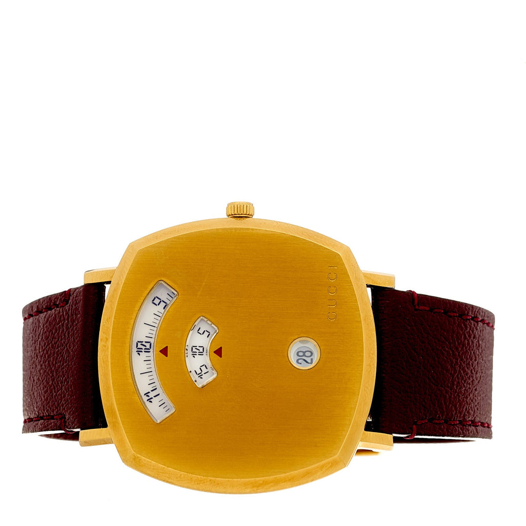Stainless Steel Calfskin 38mm Grip Quartz Watch Burgundy