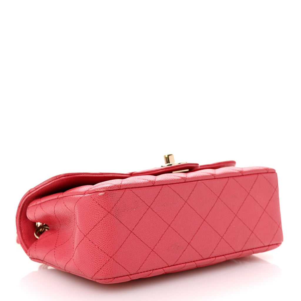 Caviar Quilted Mini Rectangular Flap Dark Pink