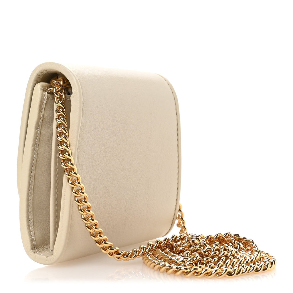 Roxy Calfskin Medium Blondie Chain Wallet Mystic White