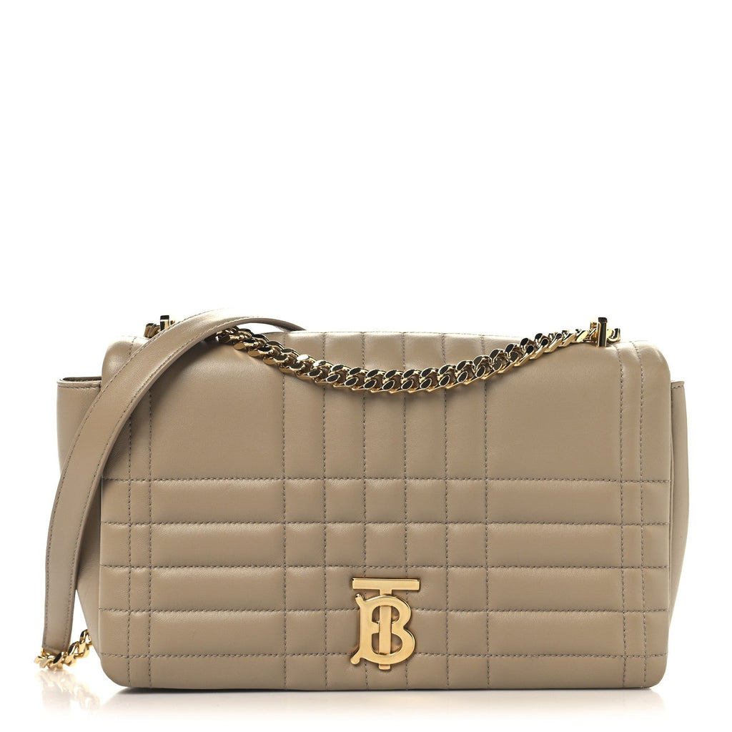 Lambskin Quilted Medium Lola Bag Oat Beige