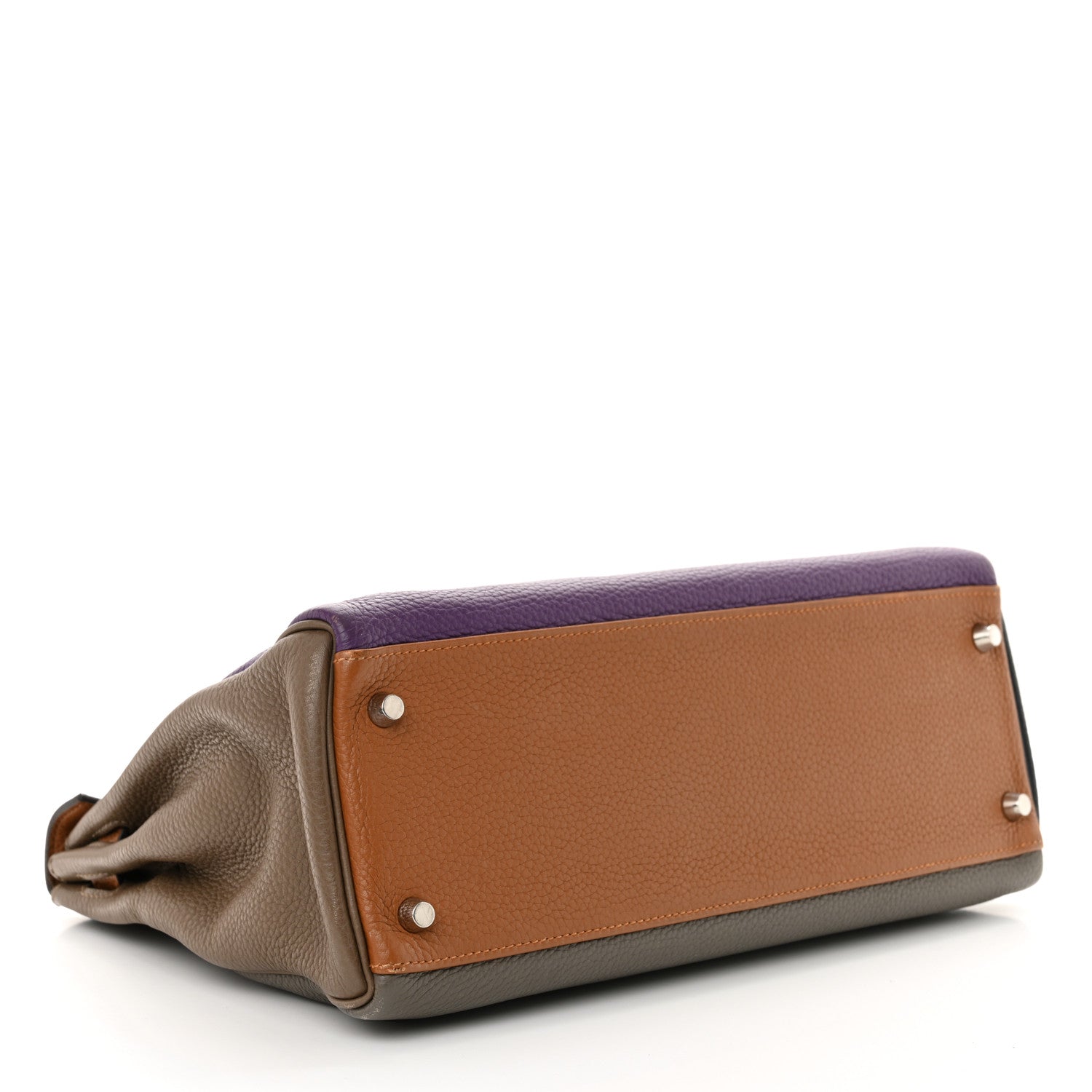 Taurillon Clemence Arlequin Kelly Retourne 32 Ultraviolet Etain Bleu Lin Bleu Orage Gold