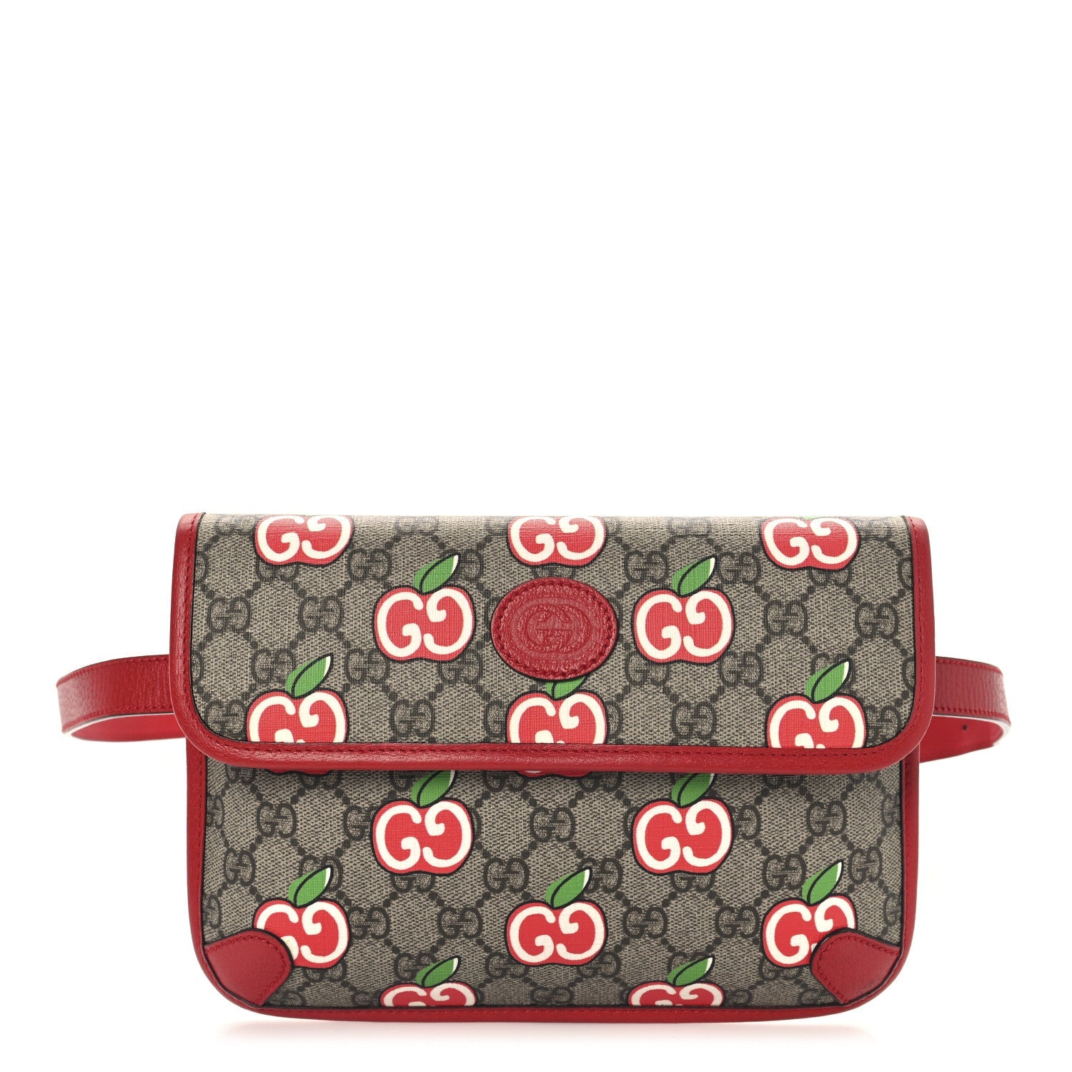 GG Supreme Monogram Apple Interlocking G Belt Bag 90 36 Beige Multicolor Lobster Red