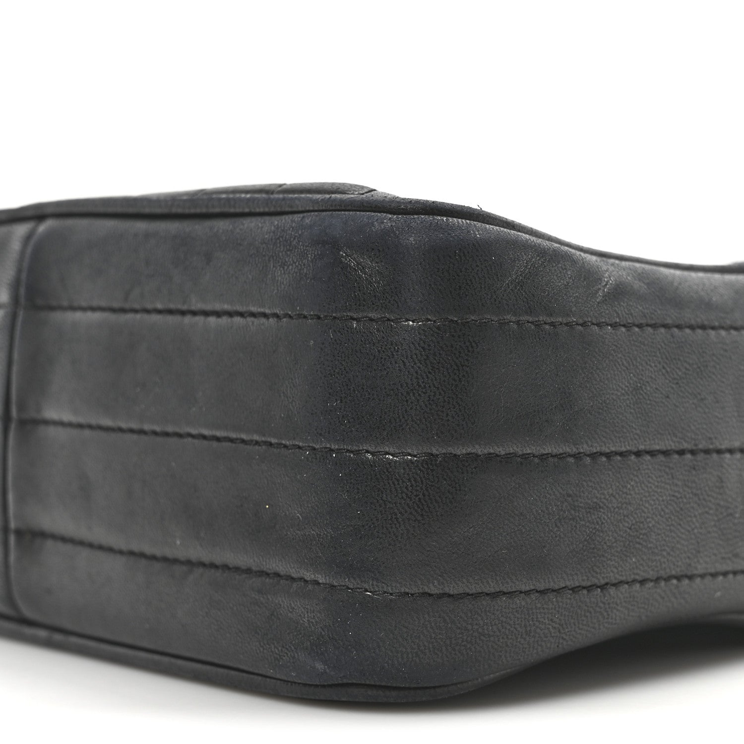 Lambskin Vertical Quilted Tassel Camera Case Black