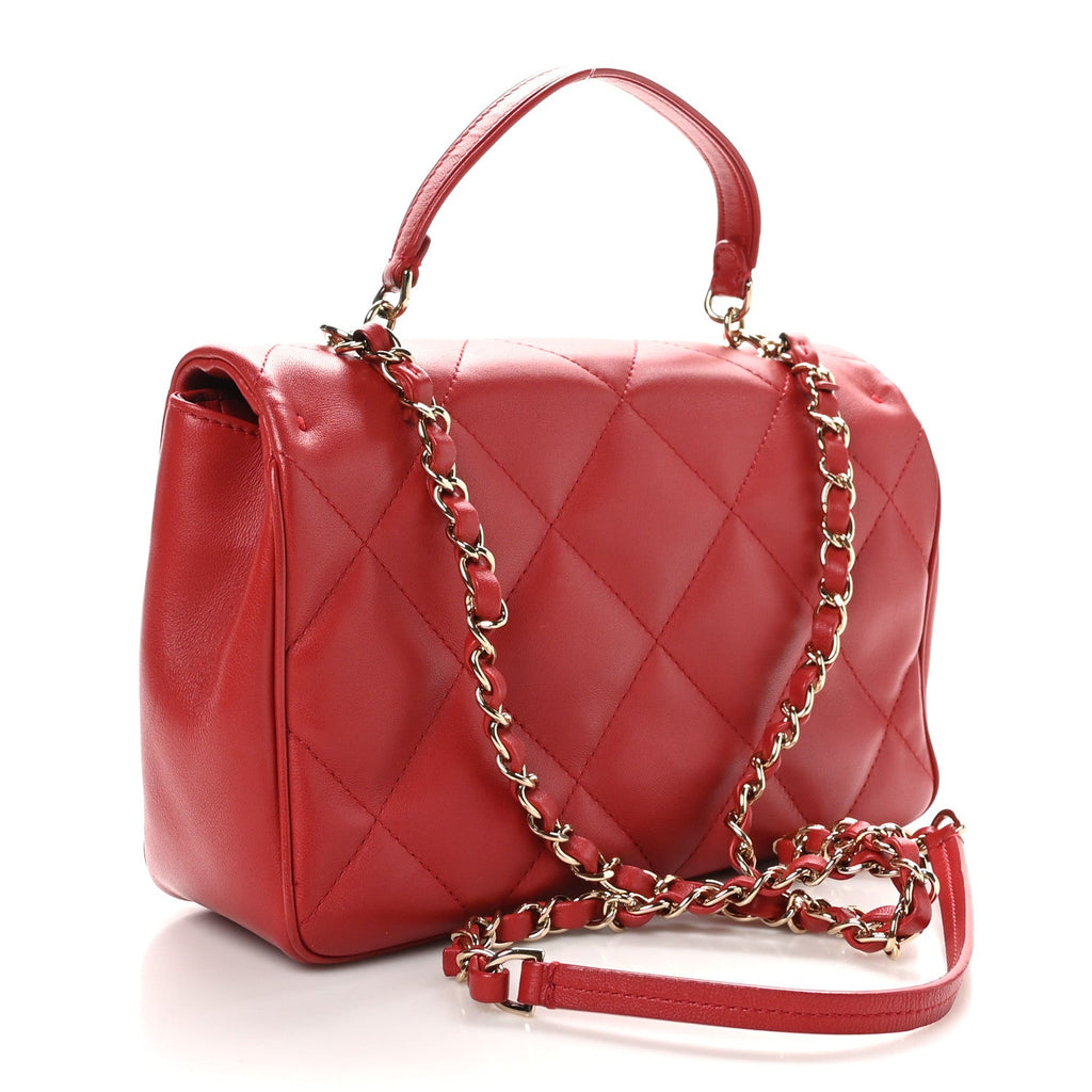 Lambskin Quilted Easy Carry Flap Red