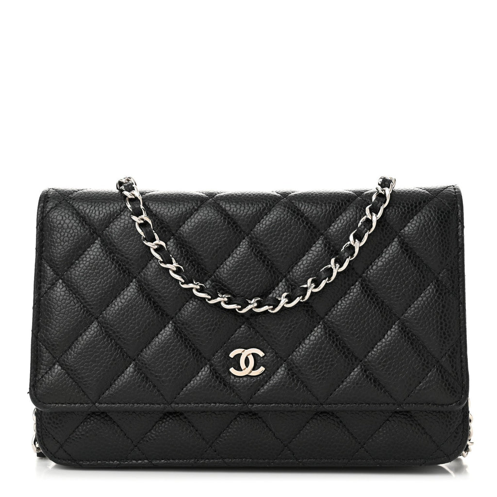 Caviar Quilted Wallet on Chain WOC Black
