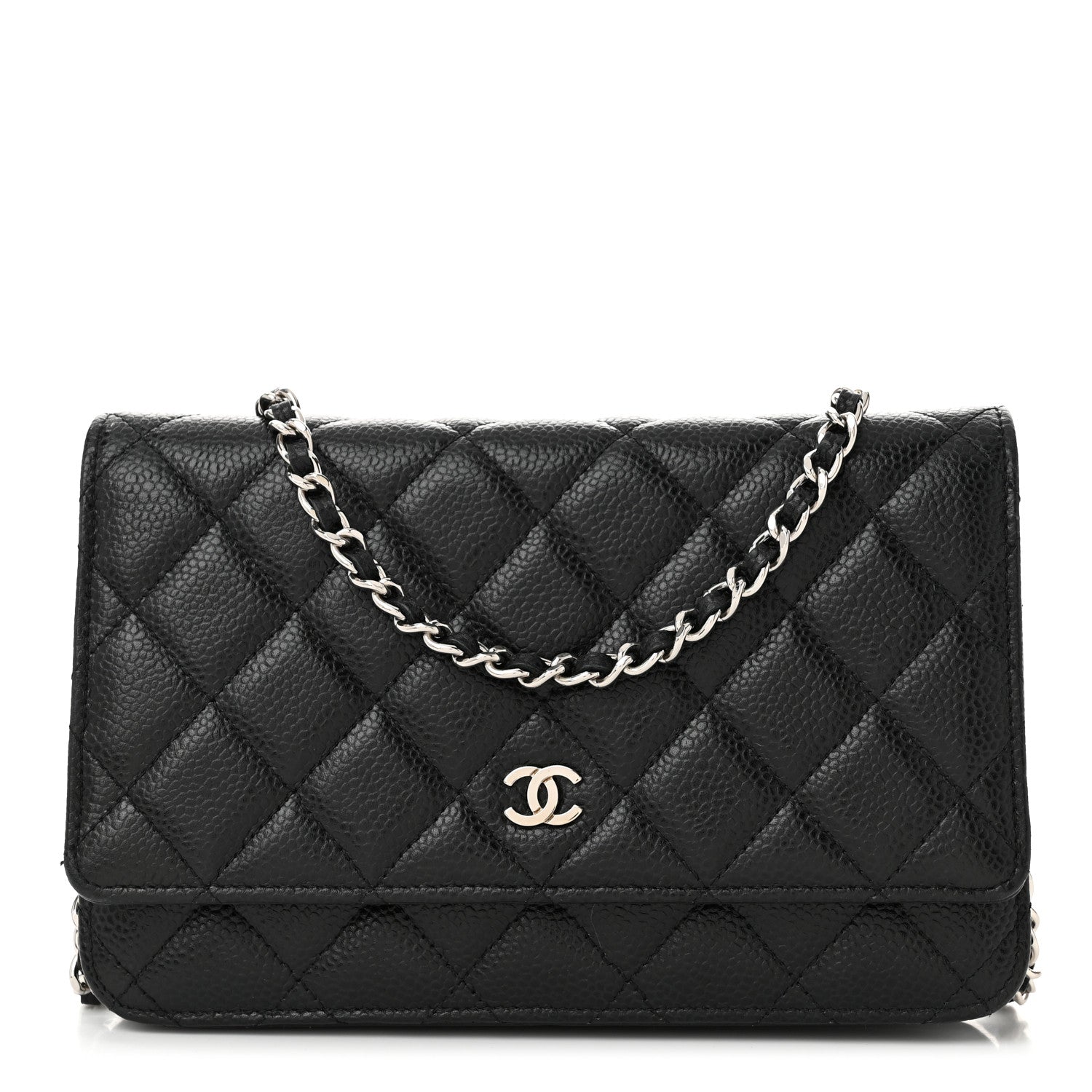 Caviar Quilted Wallet on Chain WOC Black
