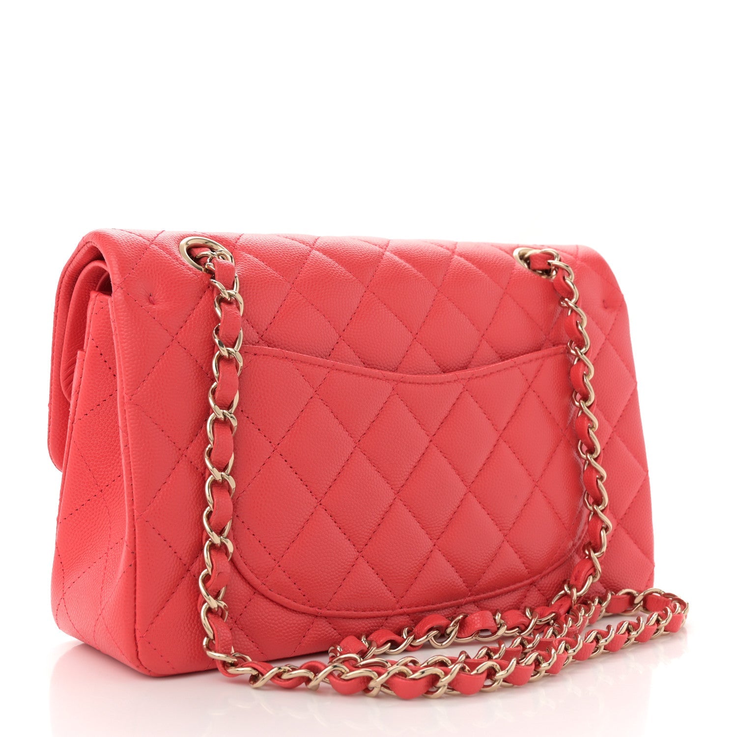 Caviar Quilted Small Double Flap Red
