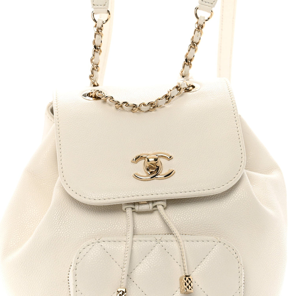 Caviar Quilted Business Affinity Backpack White