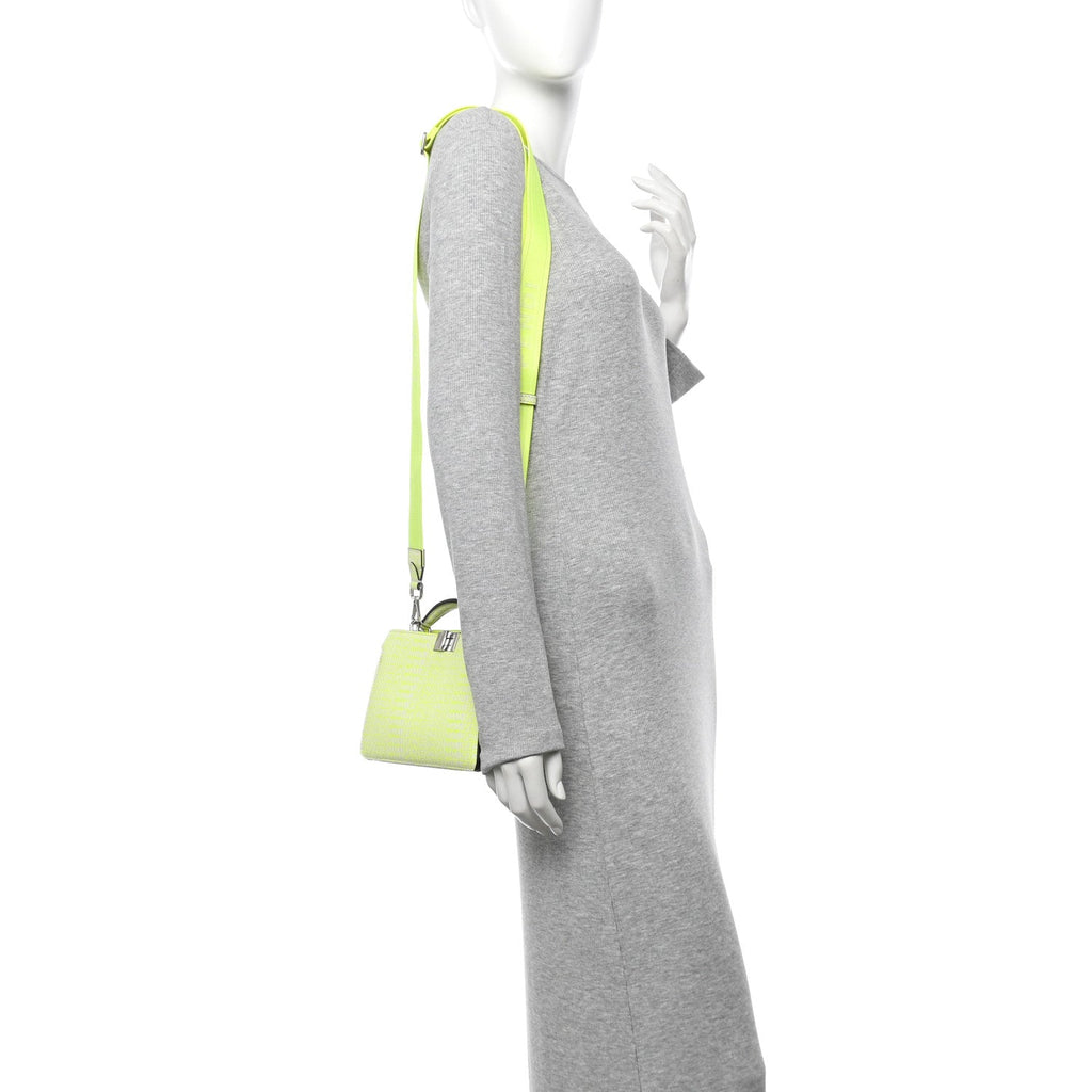X MARC JACOBS Vitello King Cover Micro Fendi Roma Embossed Peekaboo I See U X Cross Satchel Neon Yellow
