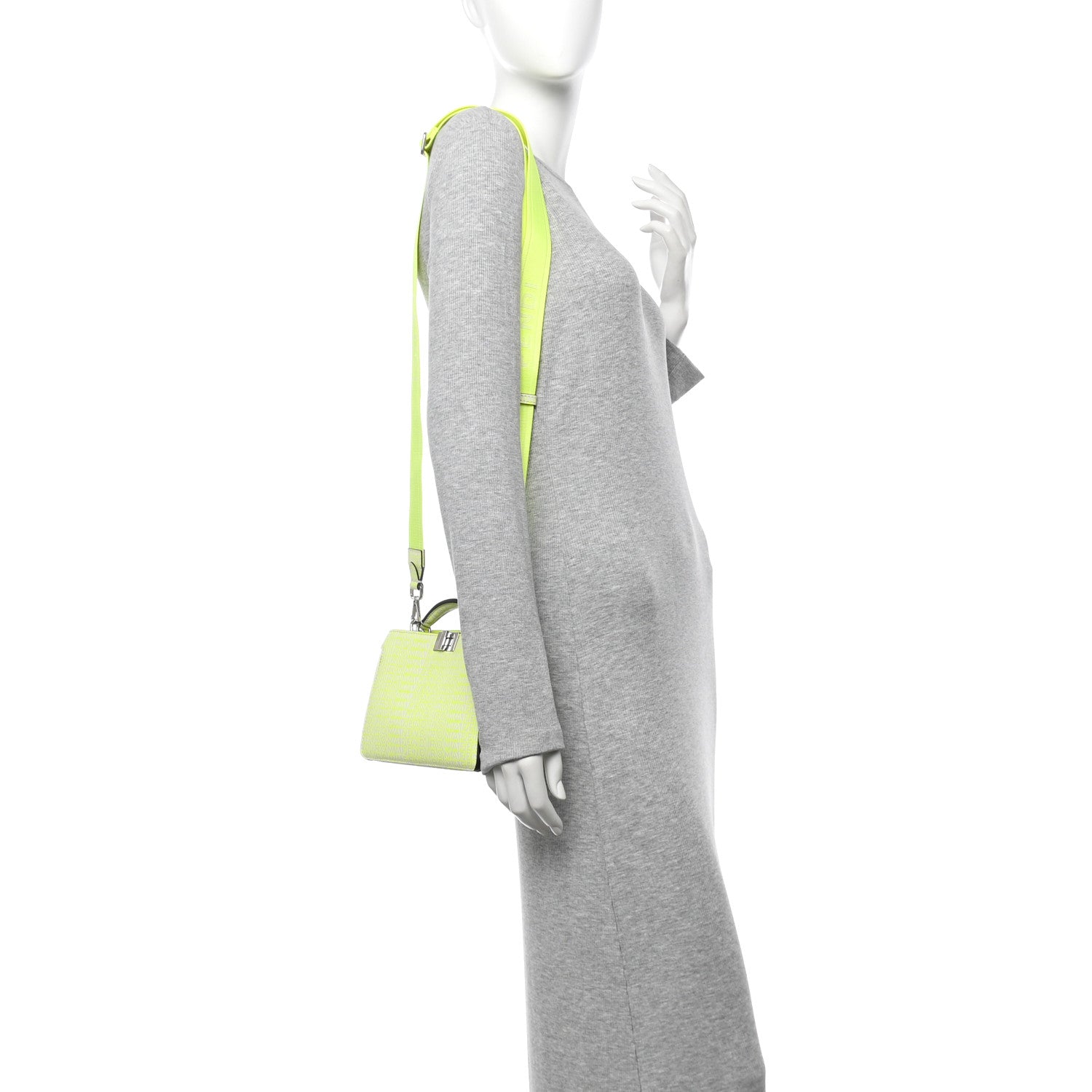 X MARC JACOBS Vitello King Cover Micro Fendi Roma Embossed Peekaboo I See U X Cross Satchel Neon Yellow