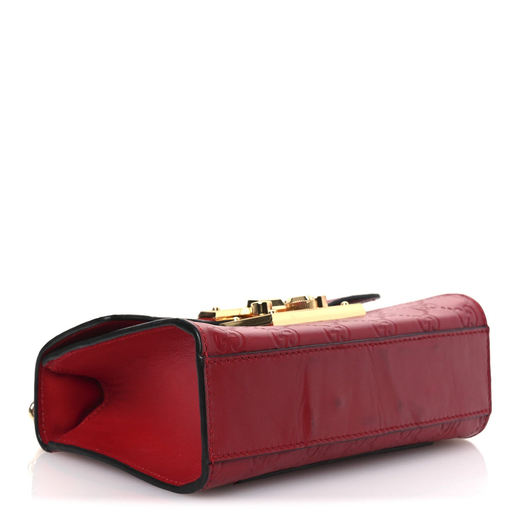 Guccissima Small Padlock Shoulder Bag Hibiscus Red