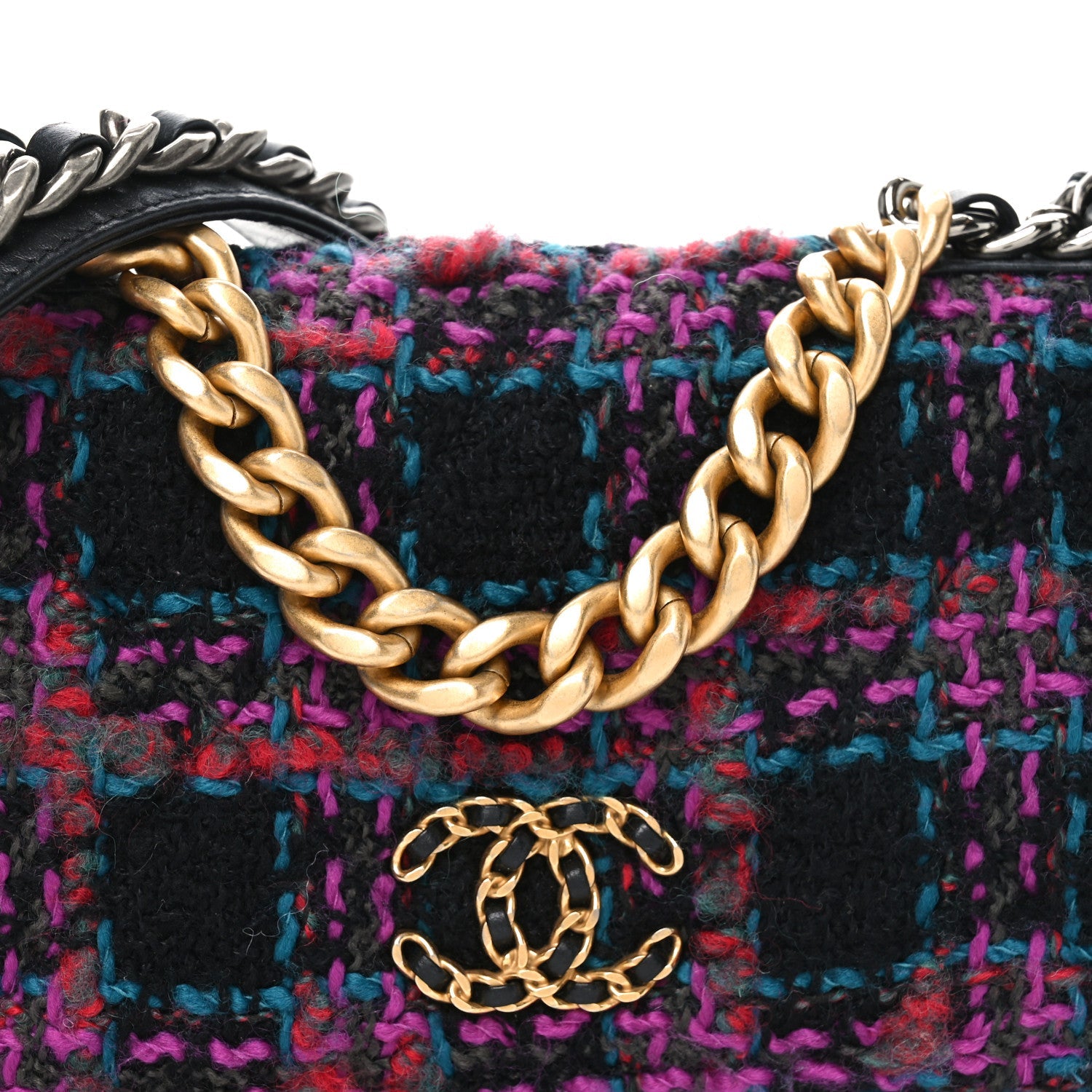 Tweed Quilted Chanel 19 Wallet On Chain WOC Black Pink Blue