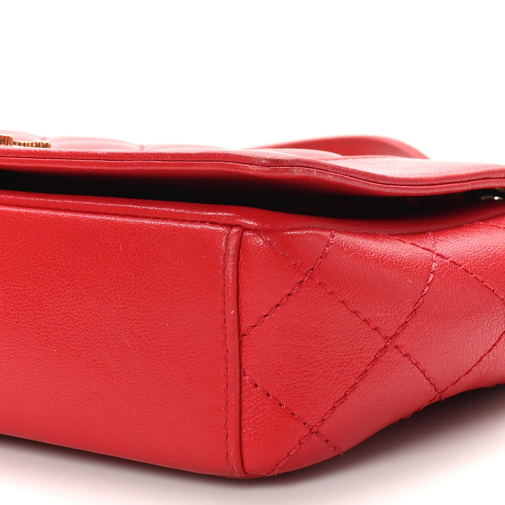 Sheepskin Quilted Medium Vintage Mademoiselle Flap Red