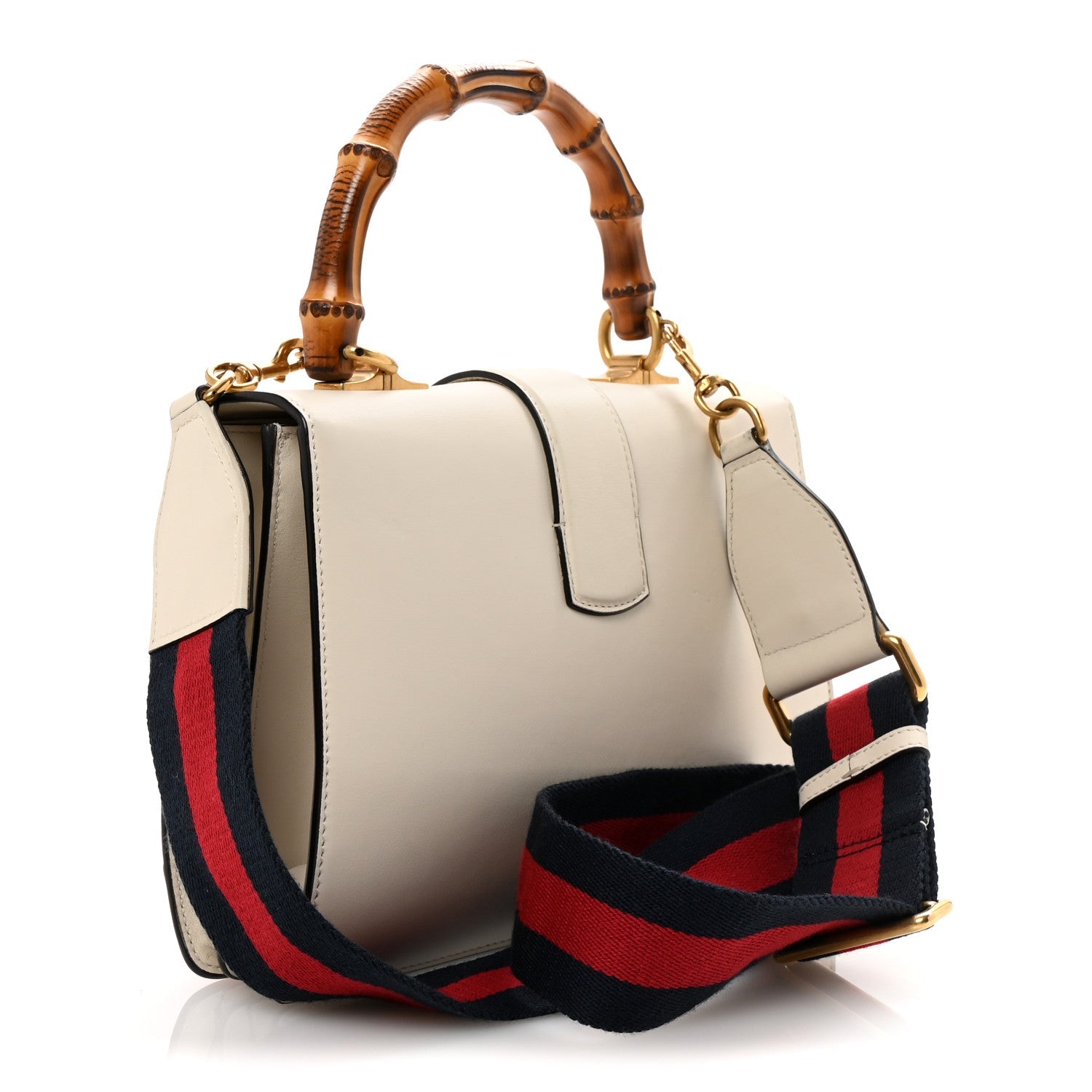 Calfskin Bamboo Web Medium Dionysus Top Handle Bag White Blue Hibiscus Red