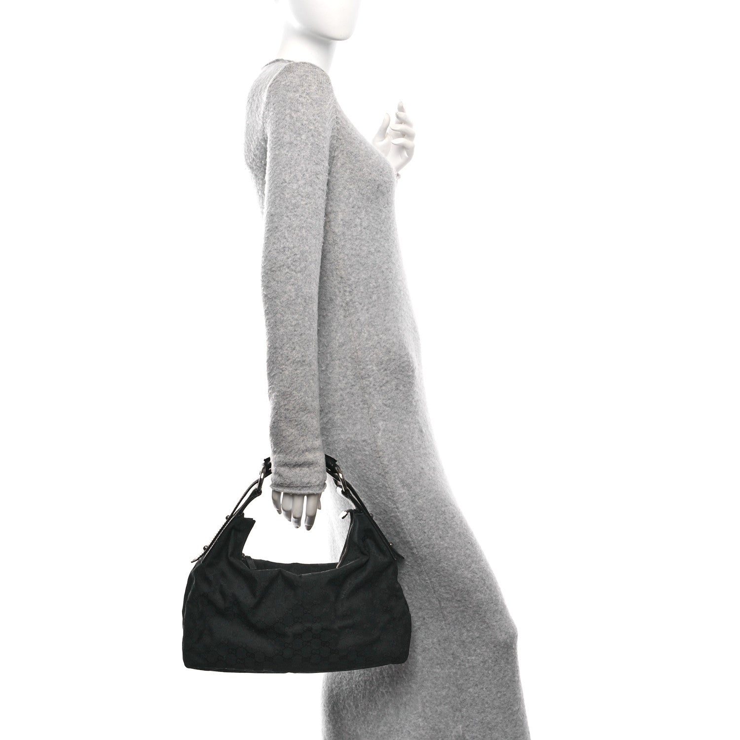 Monogram Medium Horsebit Chain Hobo Black