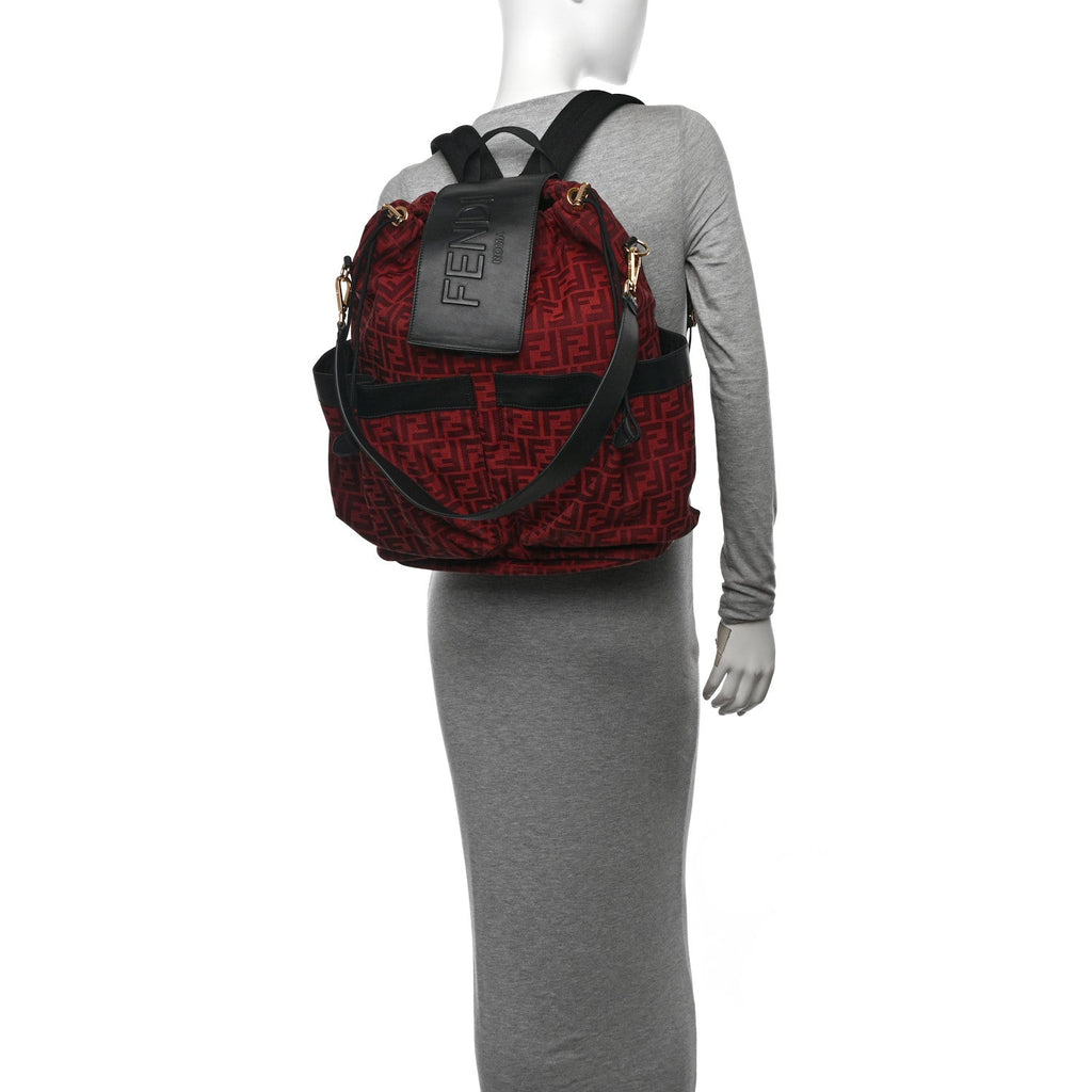 Recycled Fabric Jacquard Vitello Grace FF 1974 Large Fendi Strike Backpack Rosso Marlboro Black