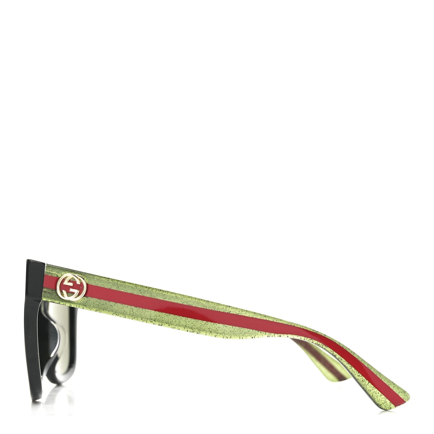 Acetate Square Frame Web Glitter Sunglasses GG0034S Black Green