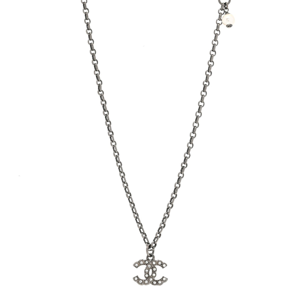 Crystal CC Pendant Necklace Silver