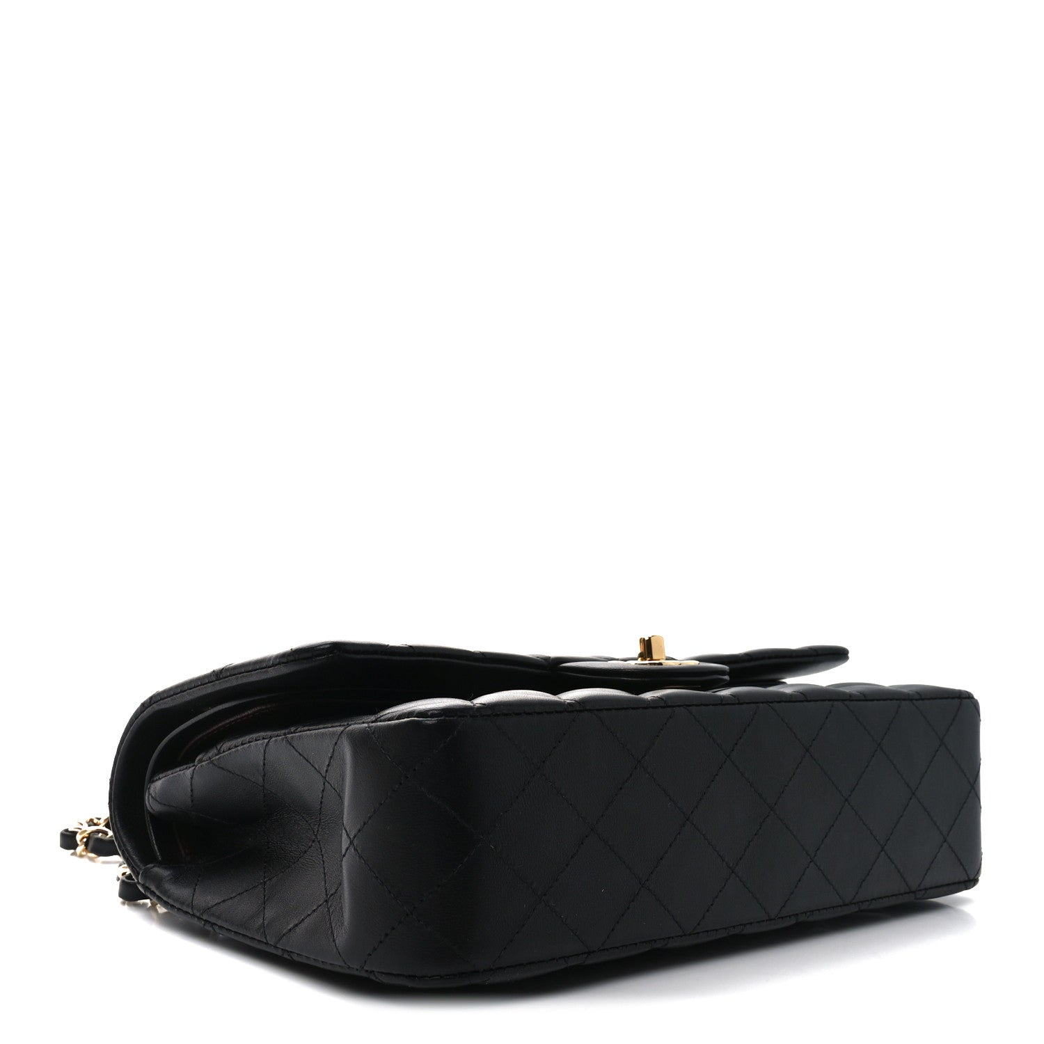 Lambskin Quilted Medium Double Flap Black