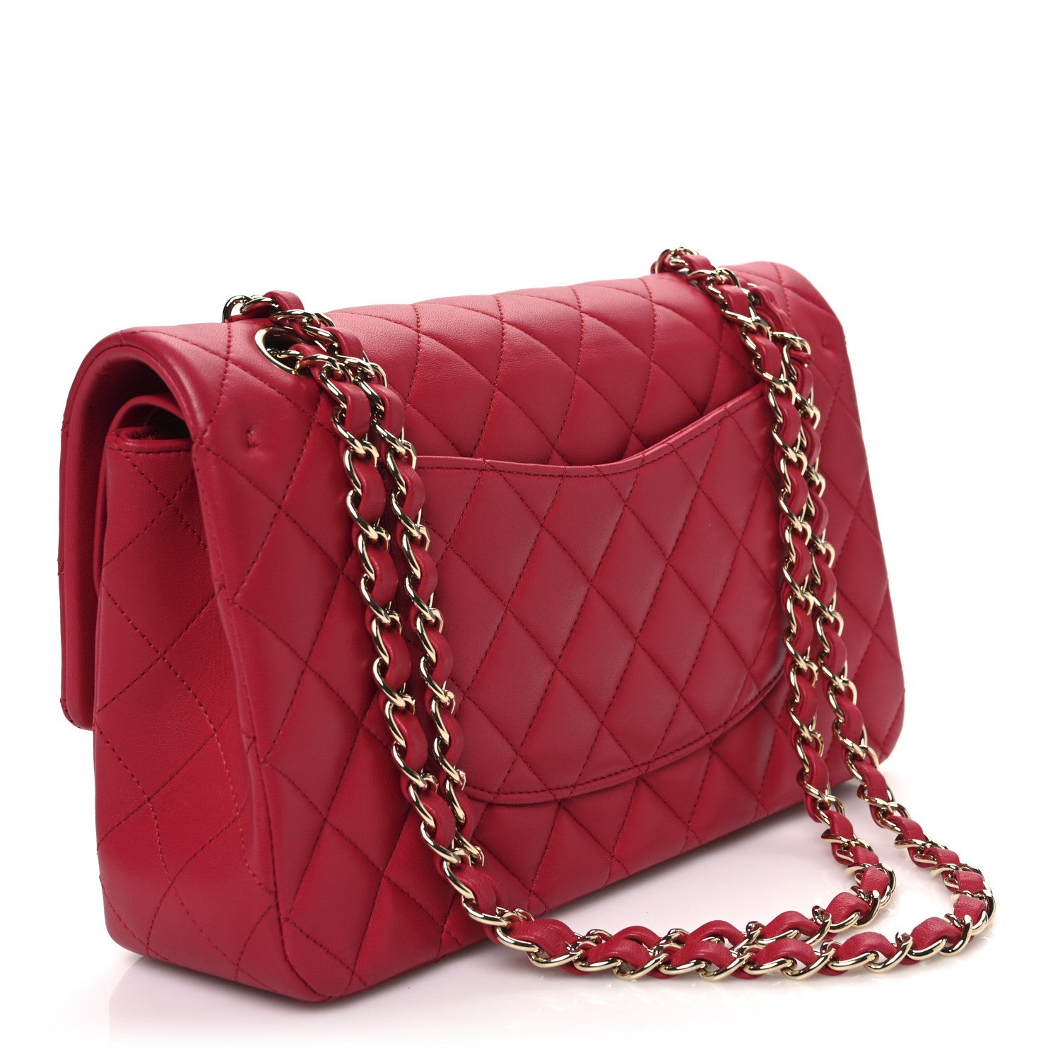 Lambskin Quilted Medium Double Flap Dark Pink