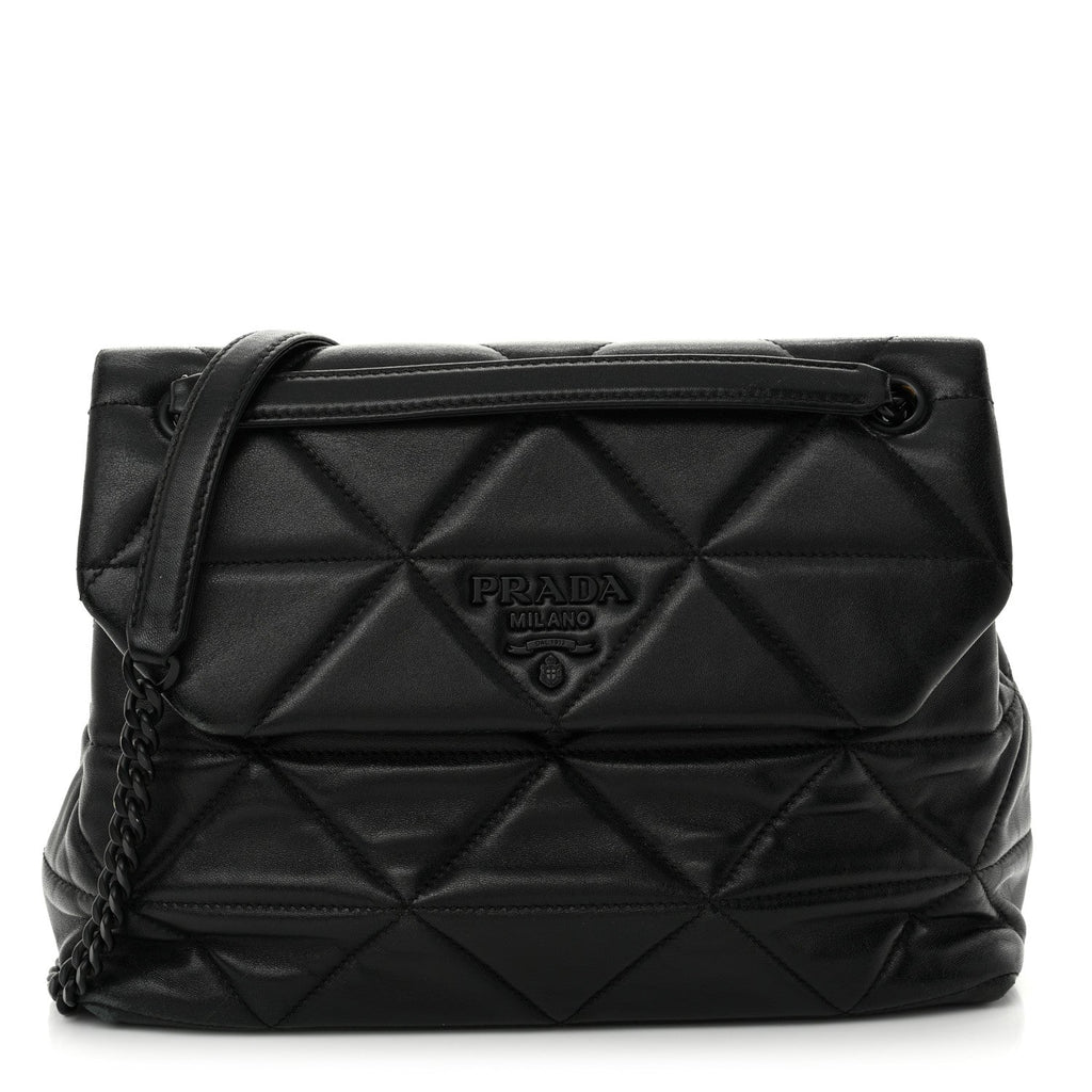 Nappa Triangle Stitched Large Spectrum Bag Black