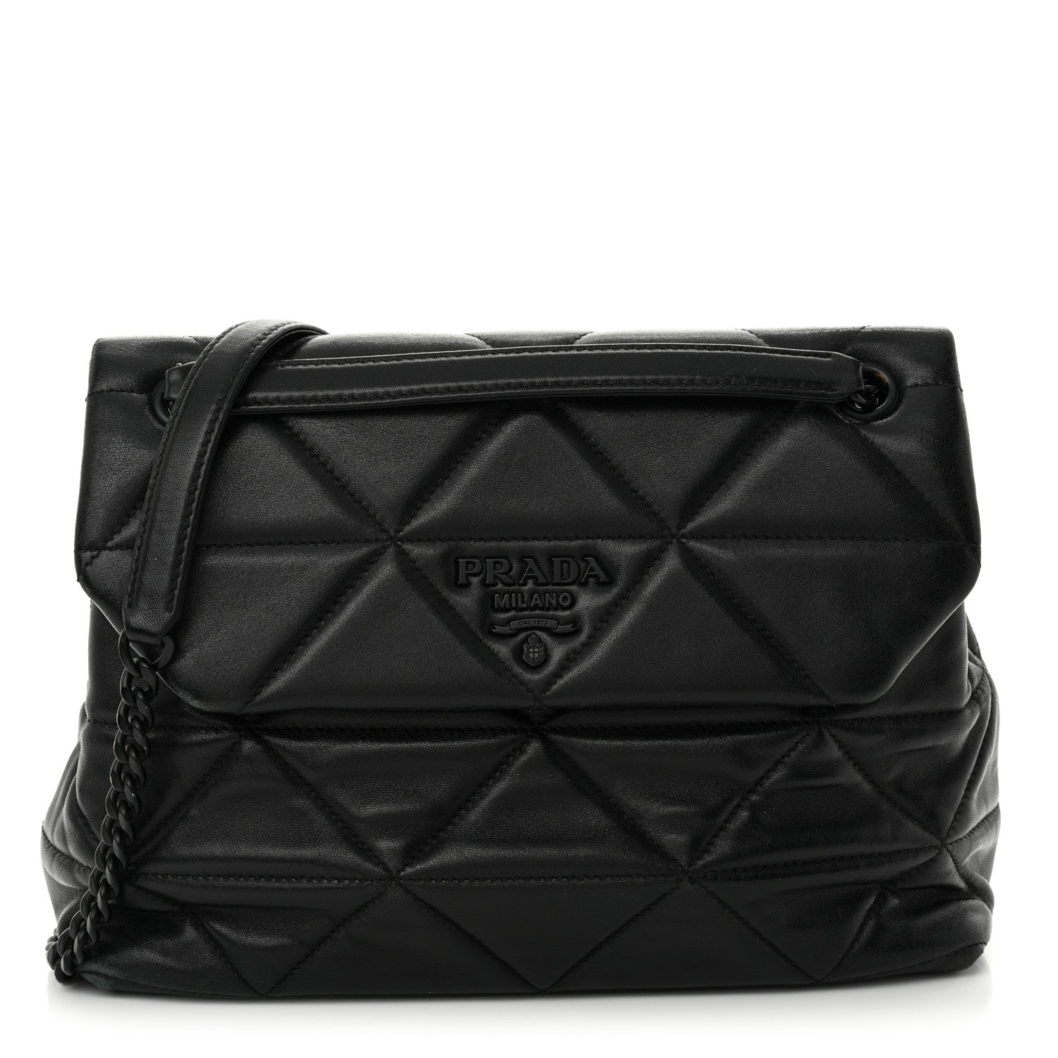 Nappa Triangle Stitched Large Spectrum Bag Black