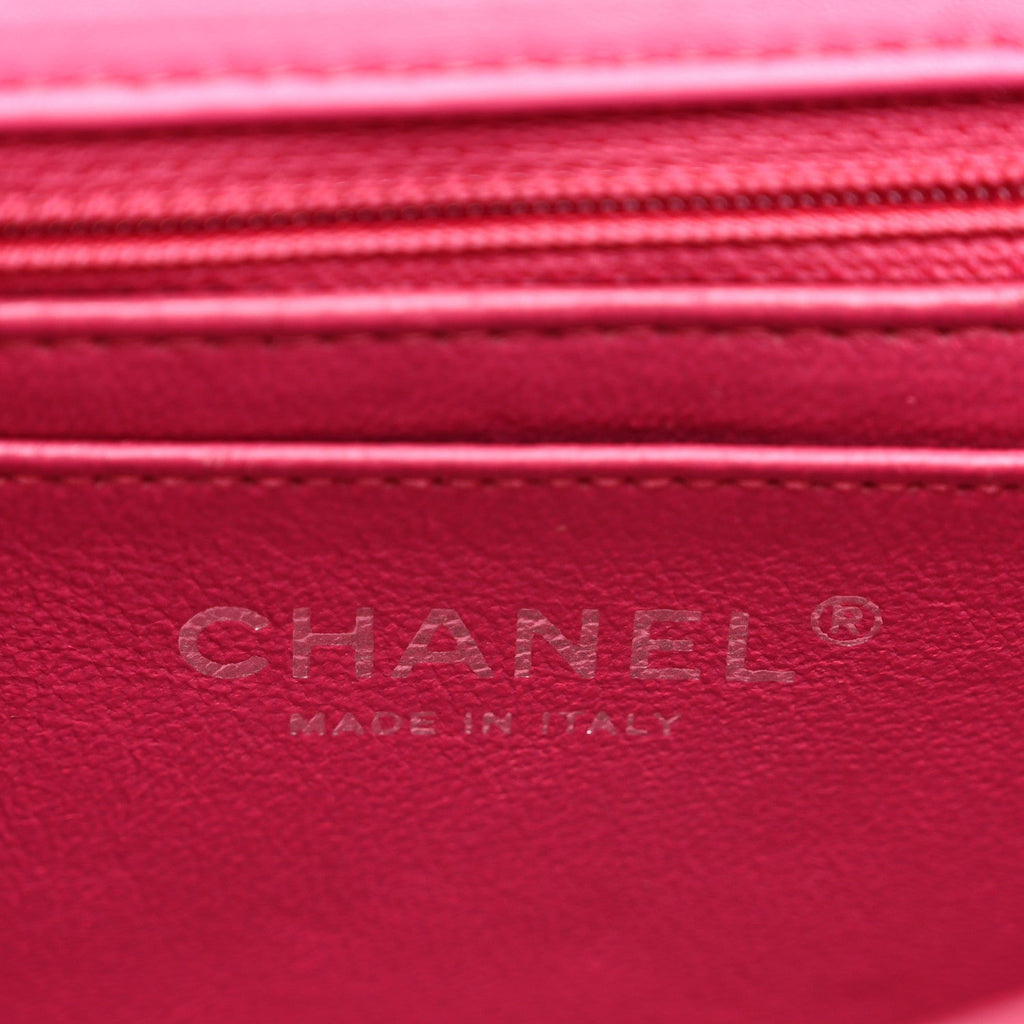 Patent Calfskin Quilted Mini Rectangular Flap Pink