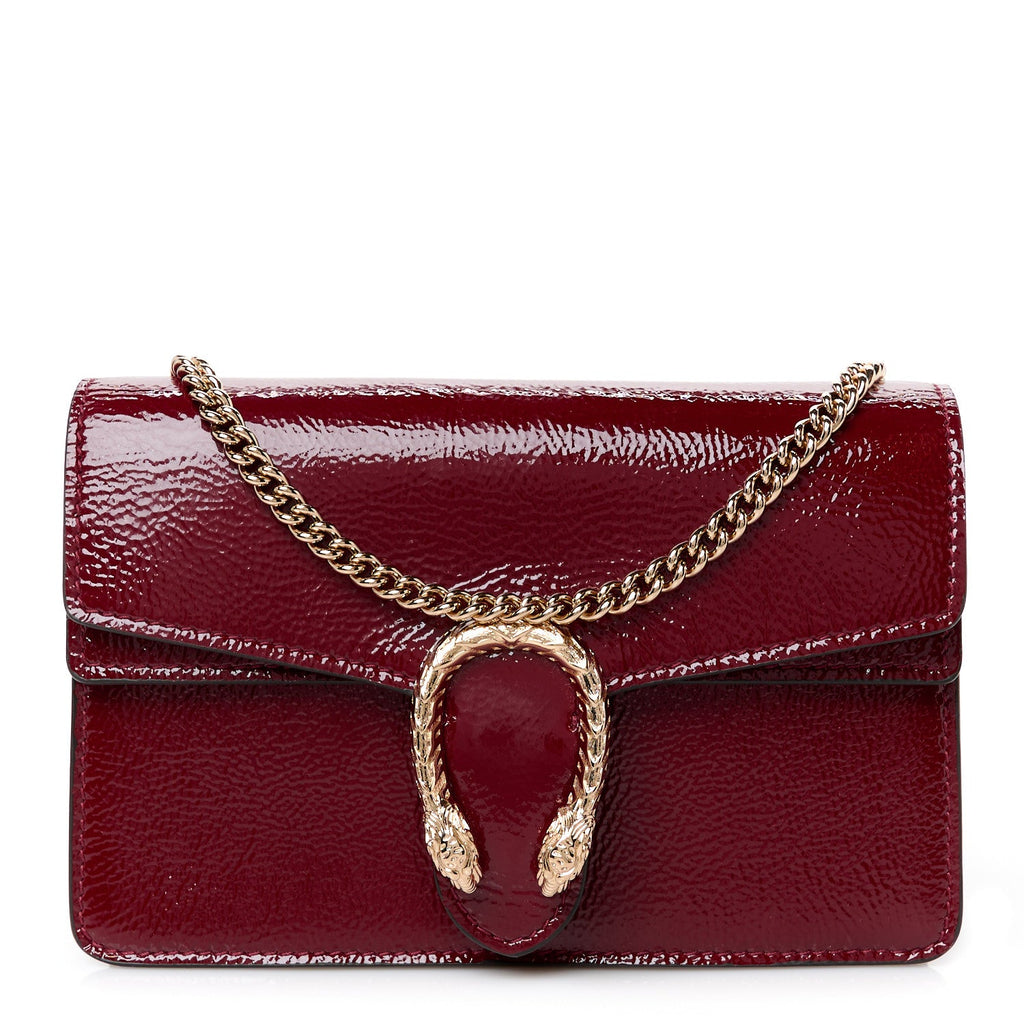 Crinkled Patent Mini Dionysus Shoulder Bag Rosso Ancora Red