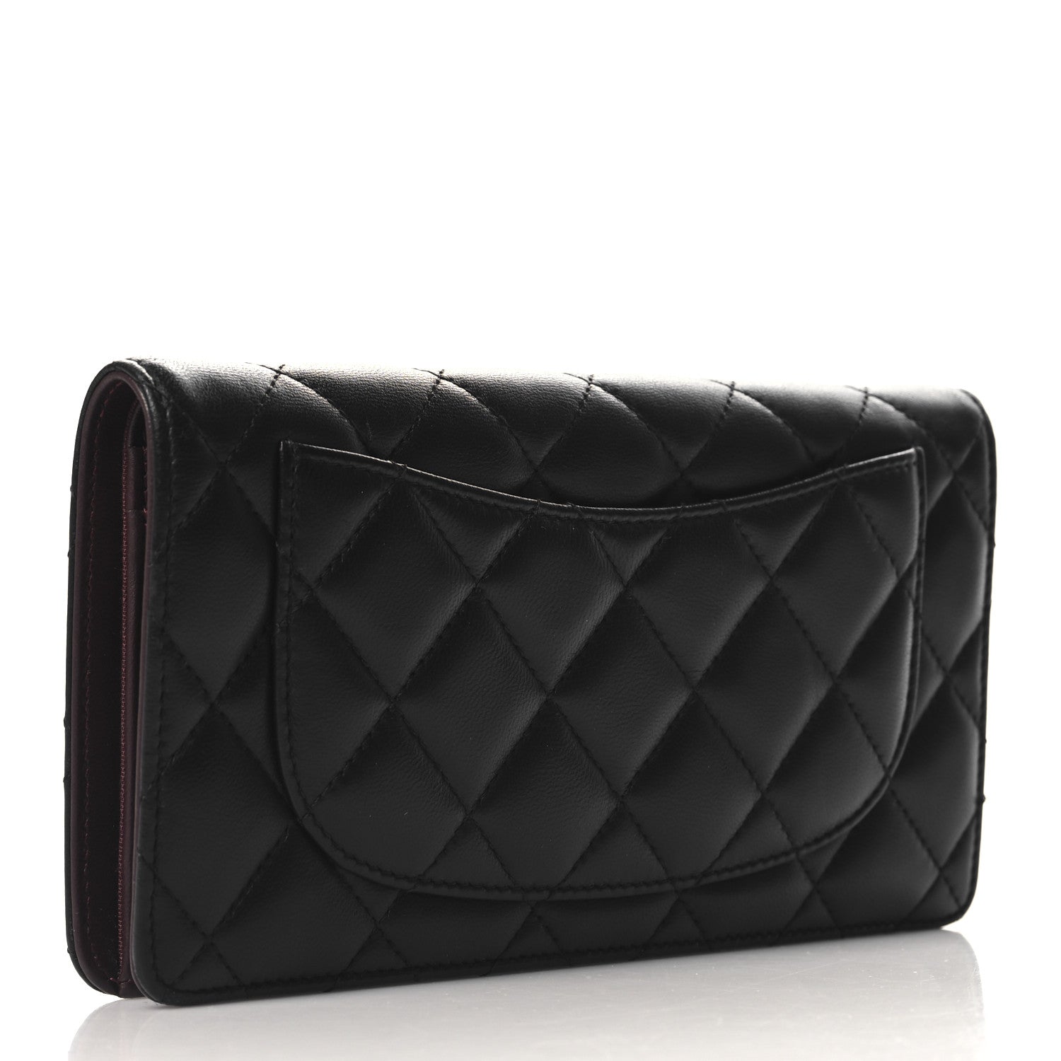 Lambskin Quilted Yen Wallet Black