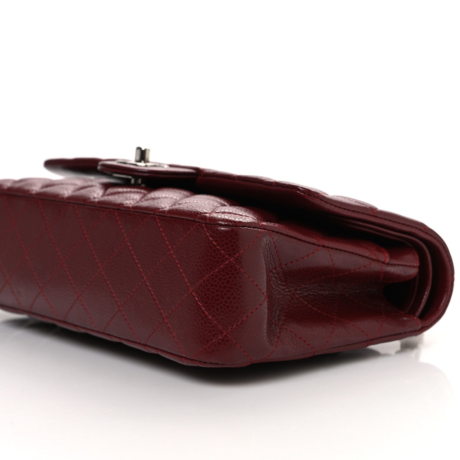 Caviar Quilted Medium Double Flap Burgundy