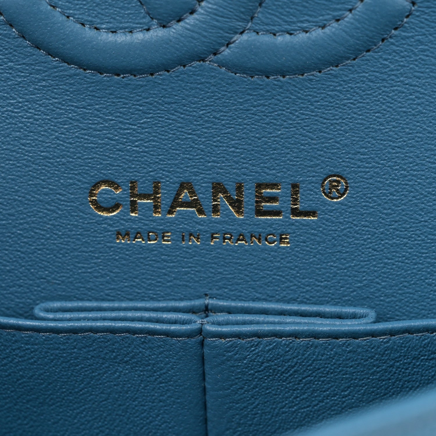 Caviar Quilted Small Double Flap Blue