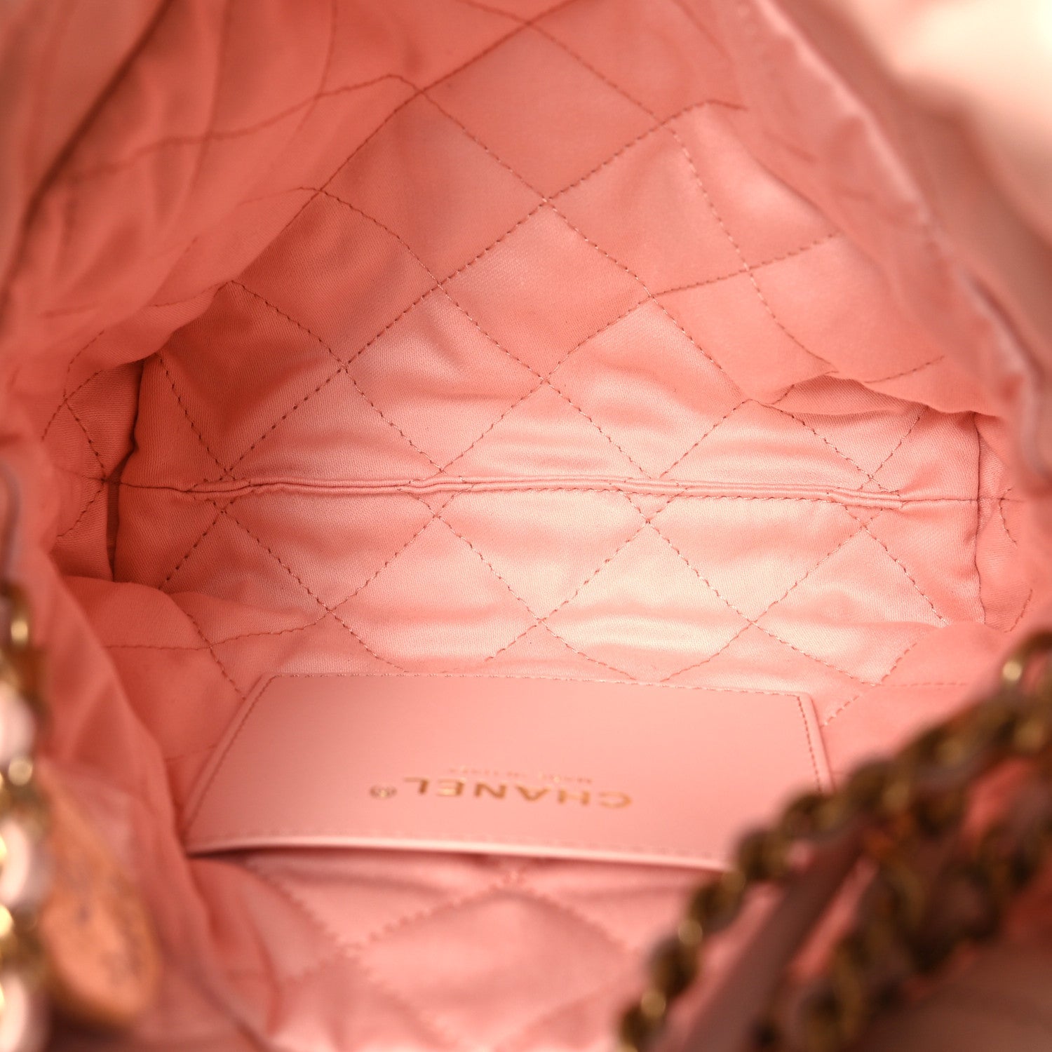 Shiny Calfskin Quilted Mini Chanel 22 Light Pink