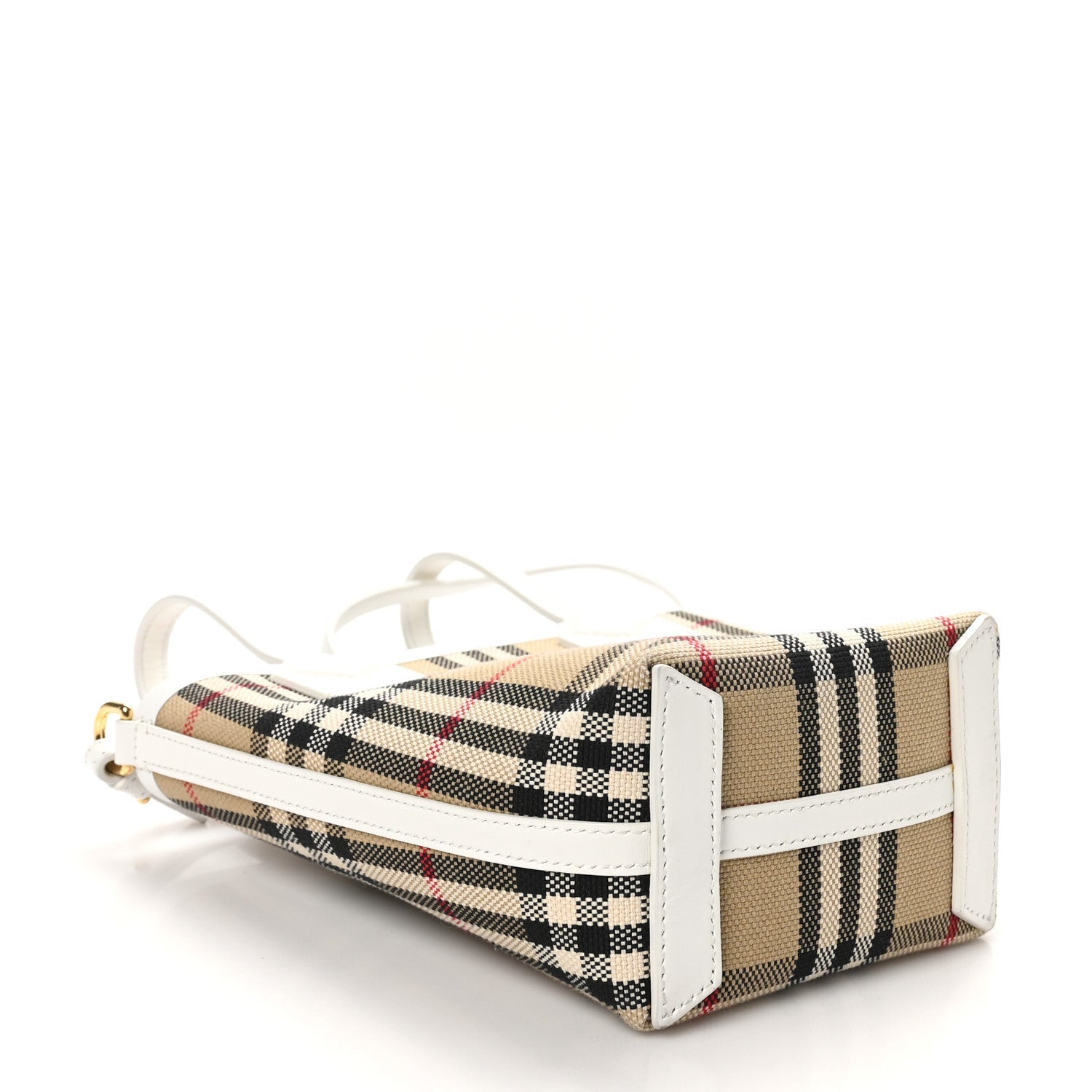 Cotton Calfskin Vintage Check Mini London Tote Bag White