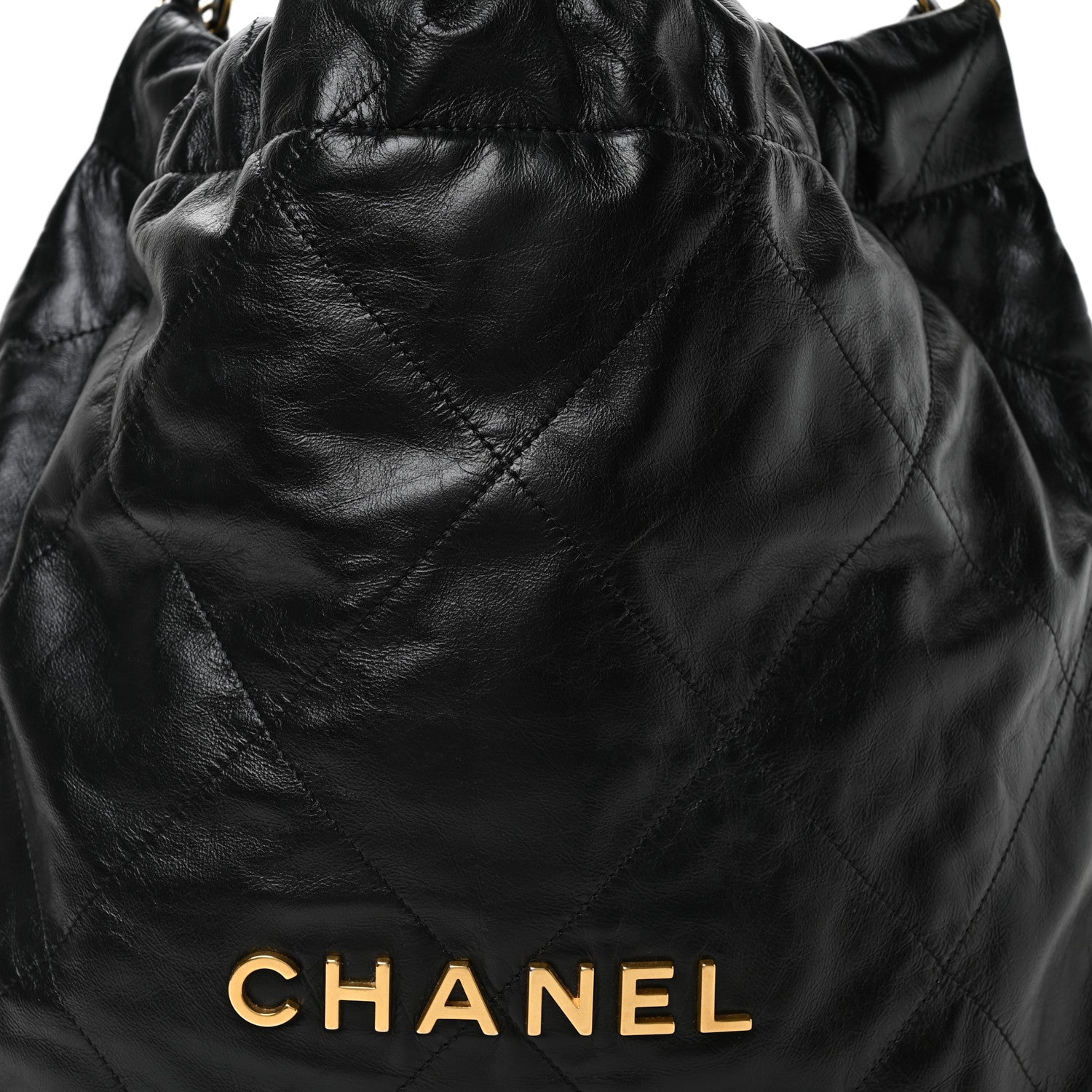 Shiny Calfskin Quilted Chanel 22 Black