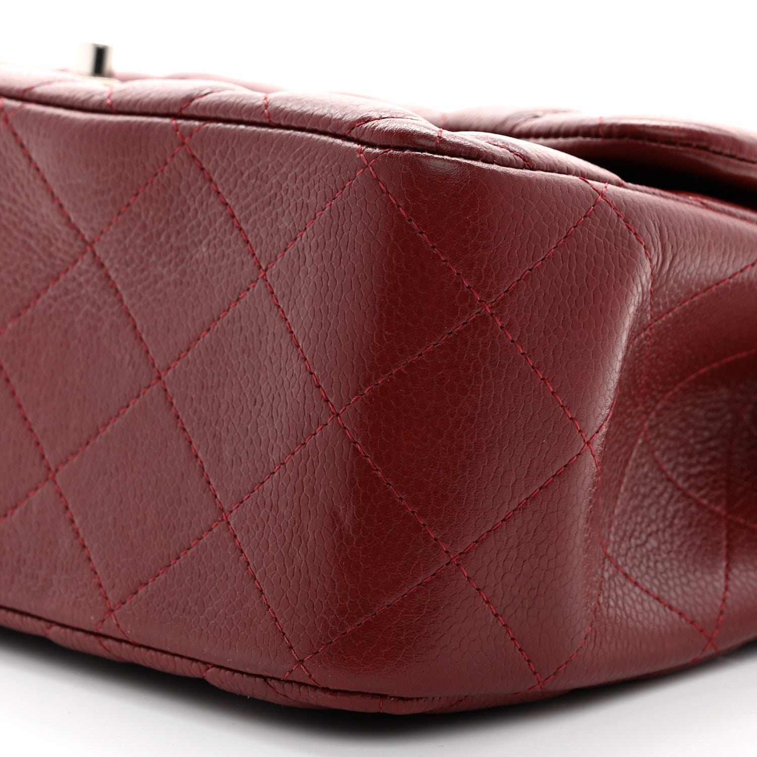 Caviar Quilted Jumbo Double Flap Dark Red