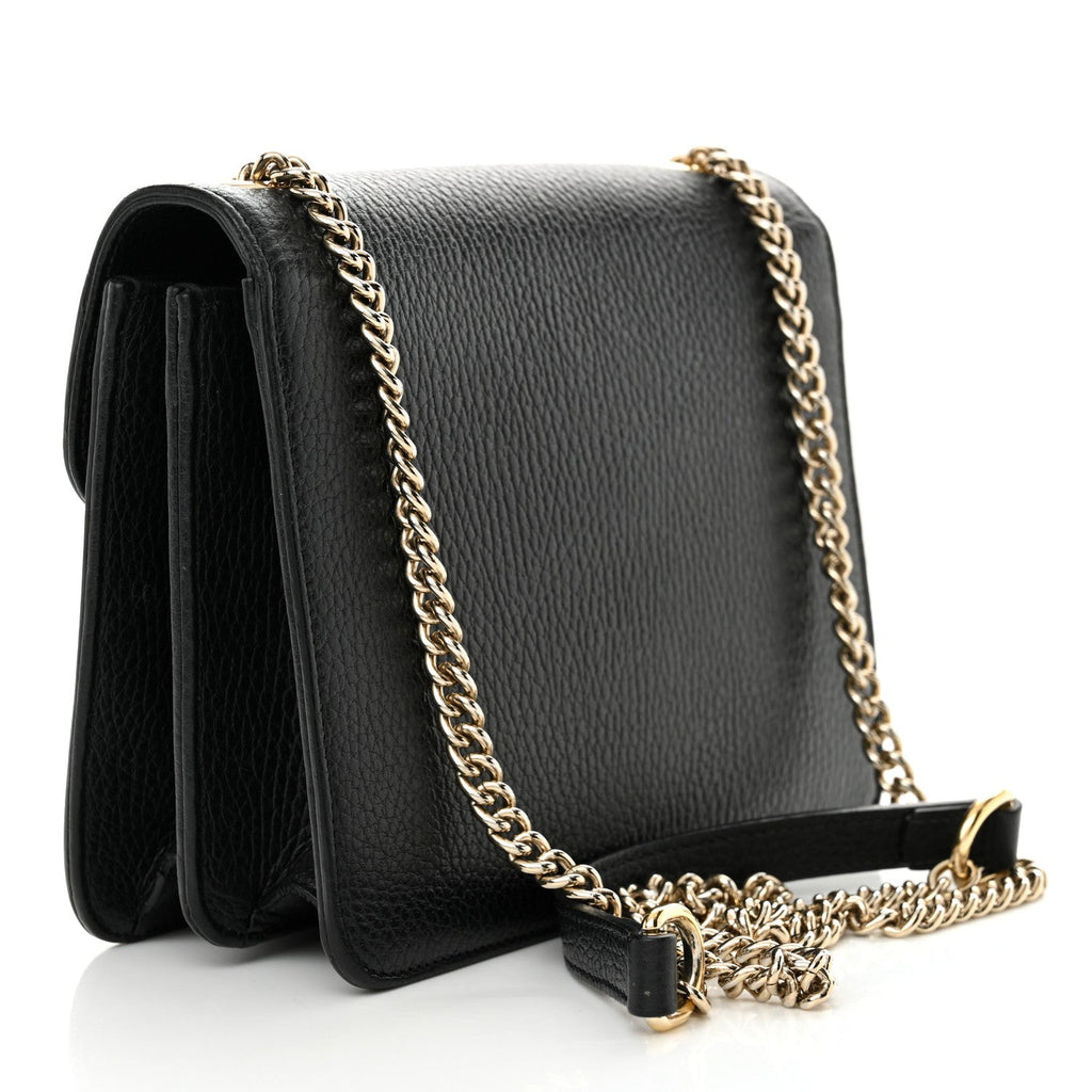 Dollar Calfskin Small Interlocking G Shoulder Bag Black