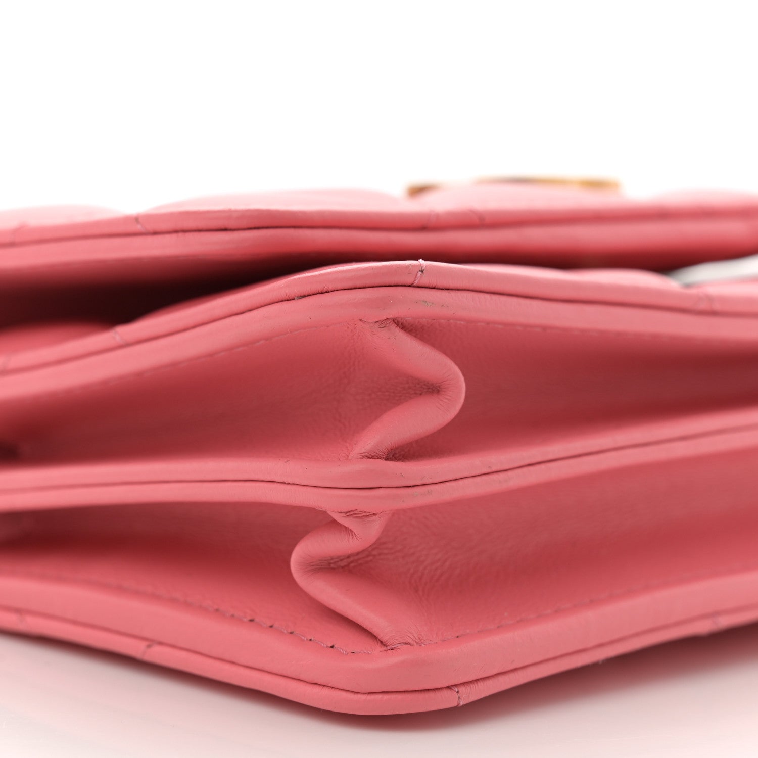 Lambskin Enamel Quilted Pending CC Clutch With Chain Pink