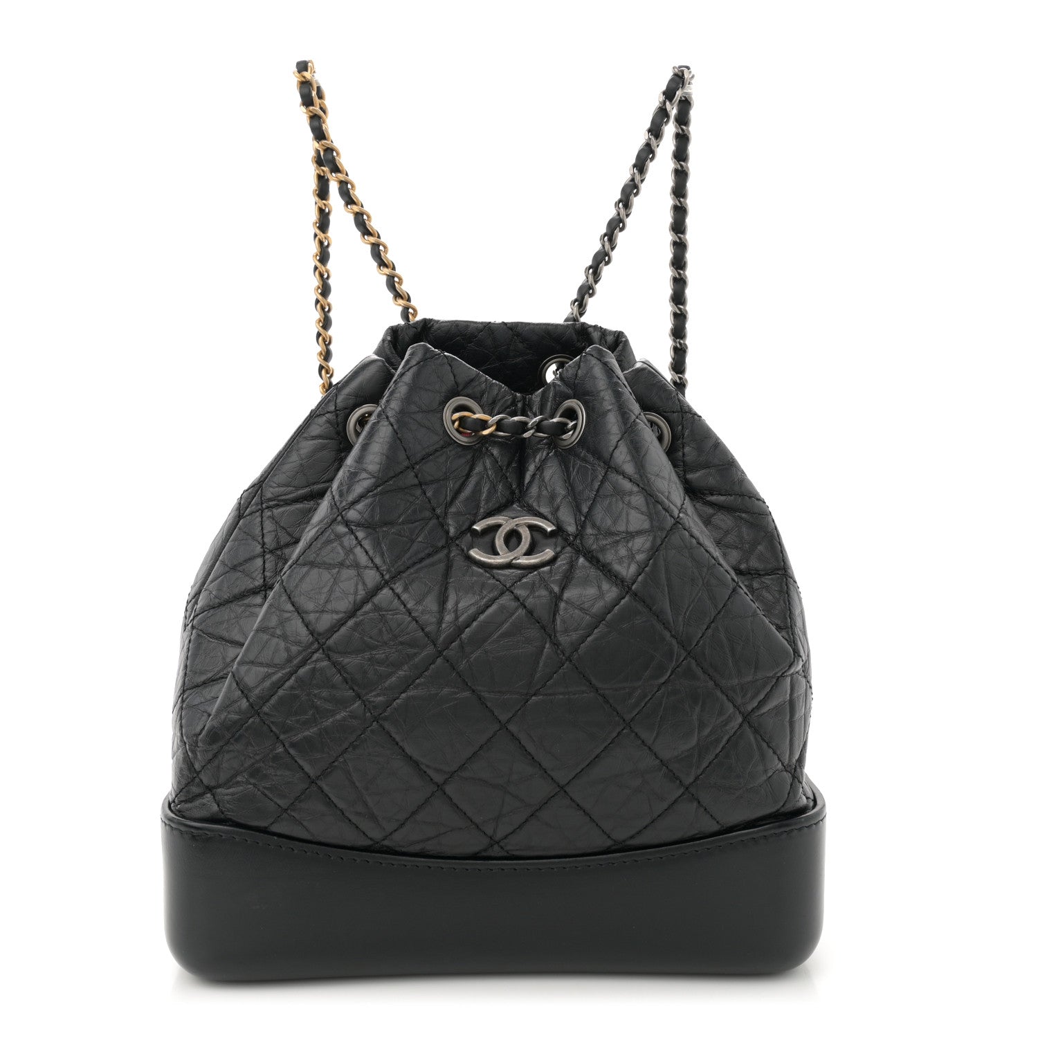 Aged Calfskin Quilted Small Gabrielle Backpack Black