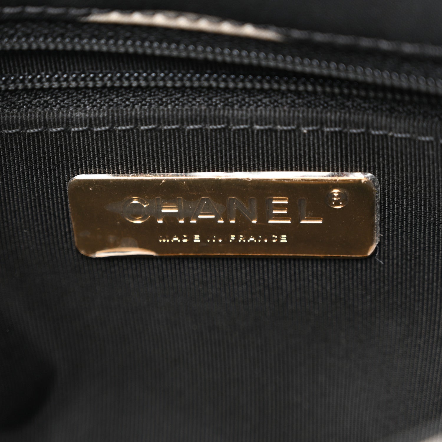 Fabric Printed Large Chanel 19 Flap Black Ecru