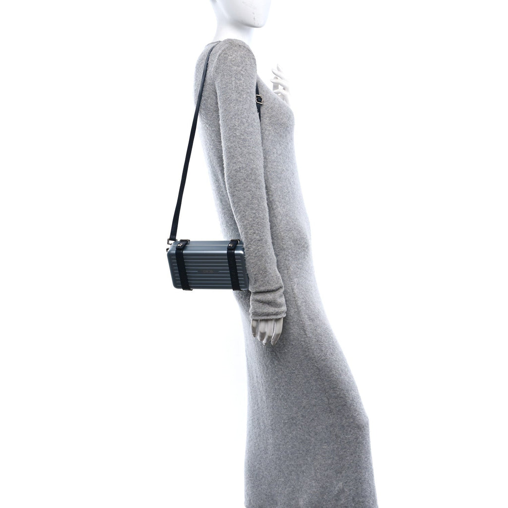 X RIMOWA Aluminum Personal Clutch On Strap Bleu