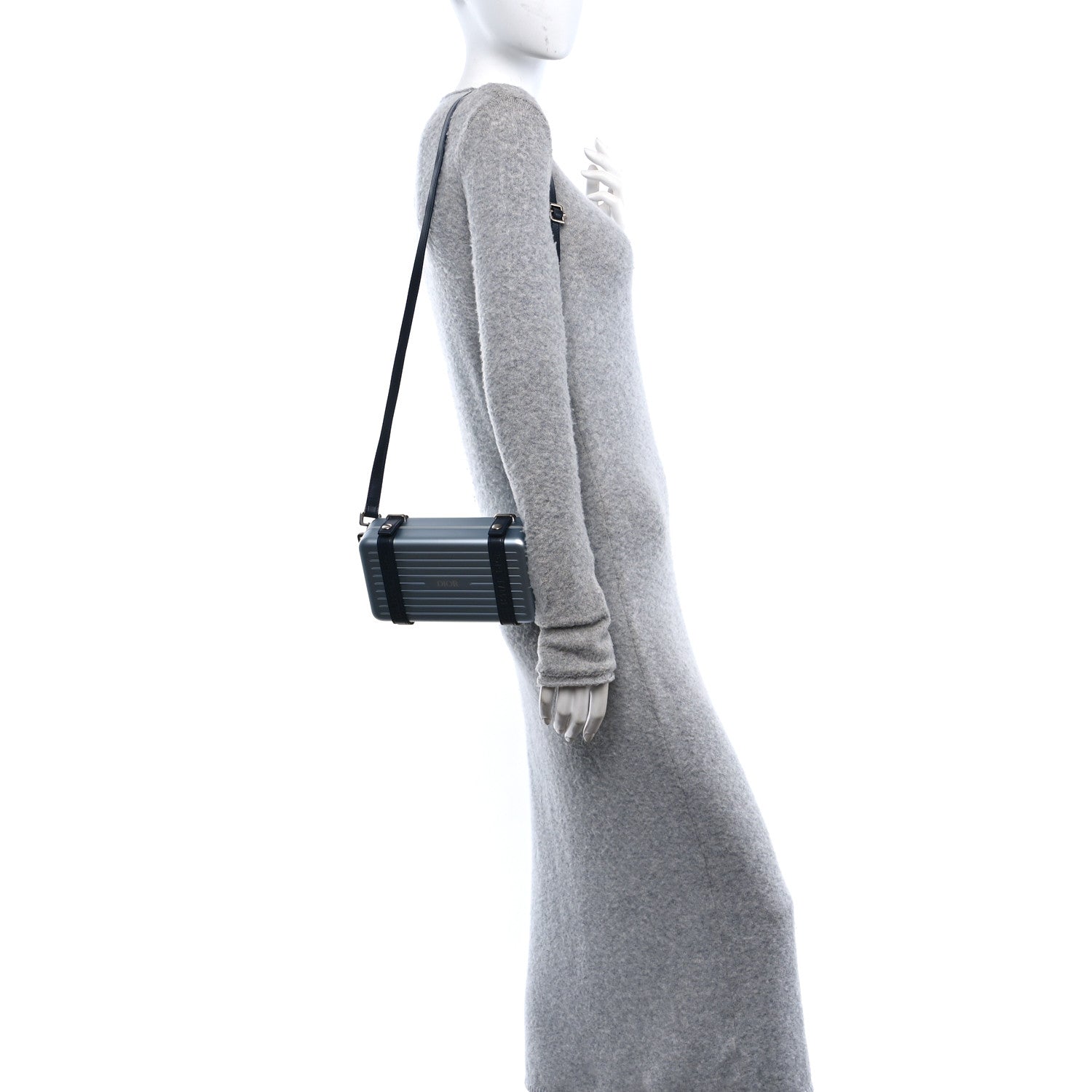 X RIMOWA Aluminum Personal Clutch On Strap Bleu