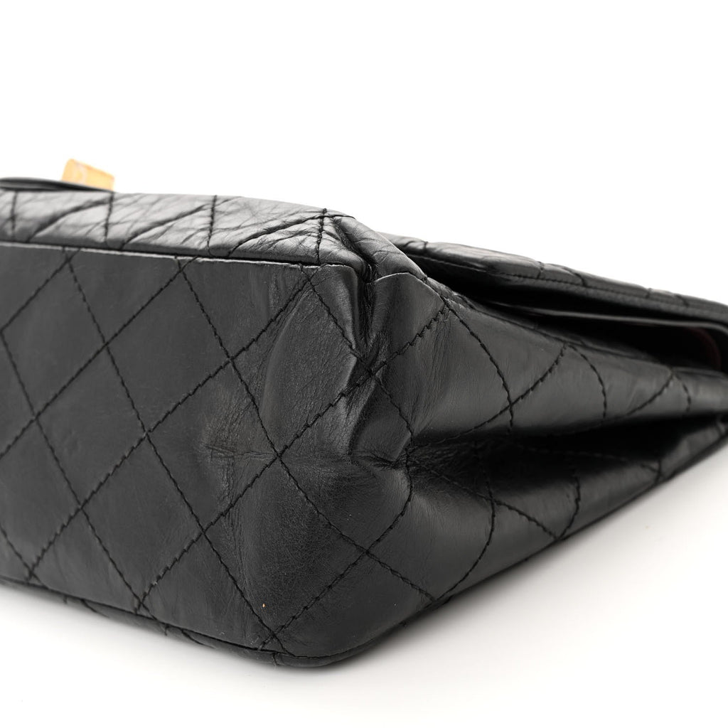 Aged Calfskin Quilted 2.55 Reissue 227 Flap Black