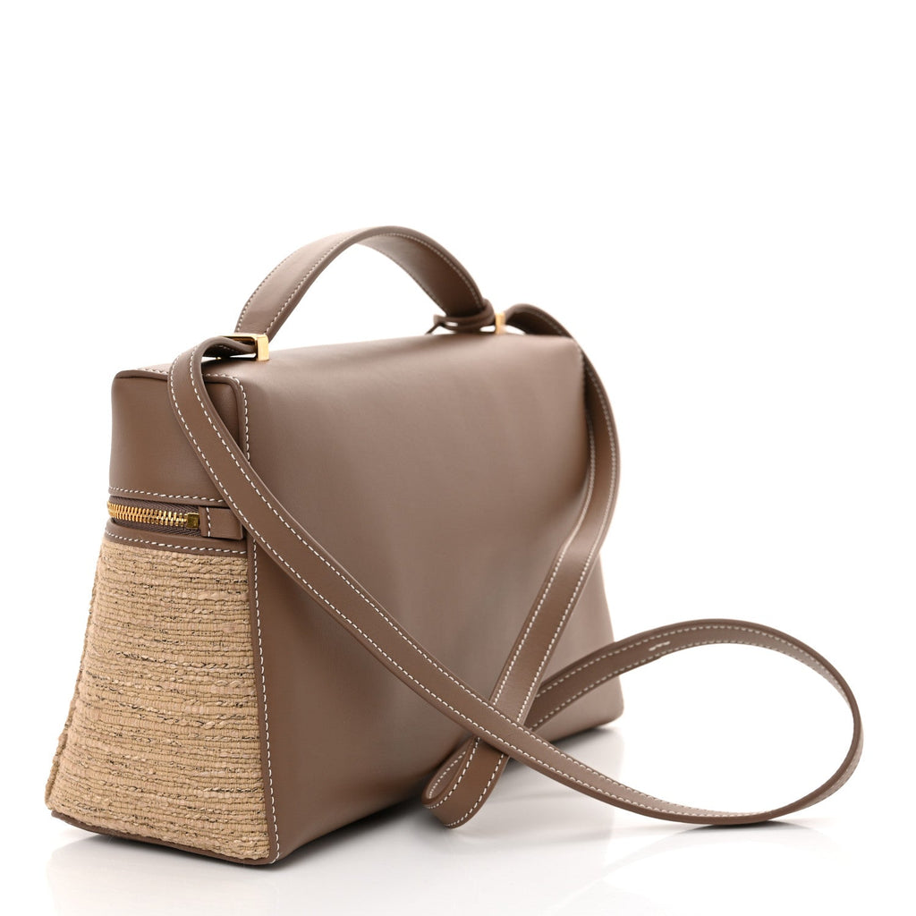 Calfskin Cotton Linen L27 Extra Pocket Bag Natural Light Beige