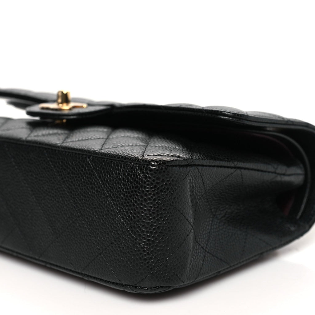 Caviar Quilted Small Double Flap Black