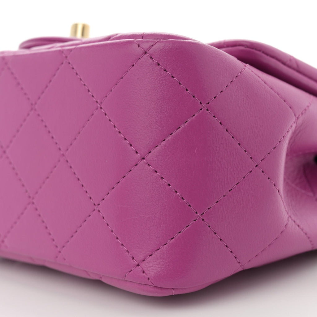Lambskin Quilted Mini Square Flap Purple