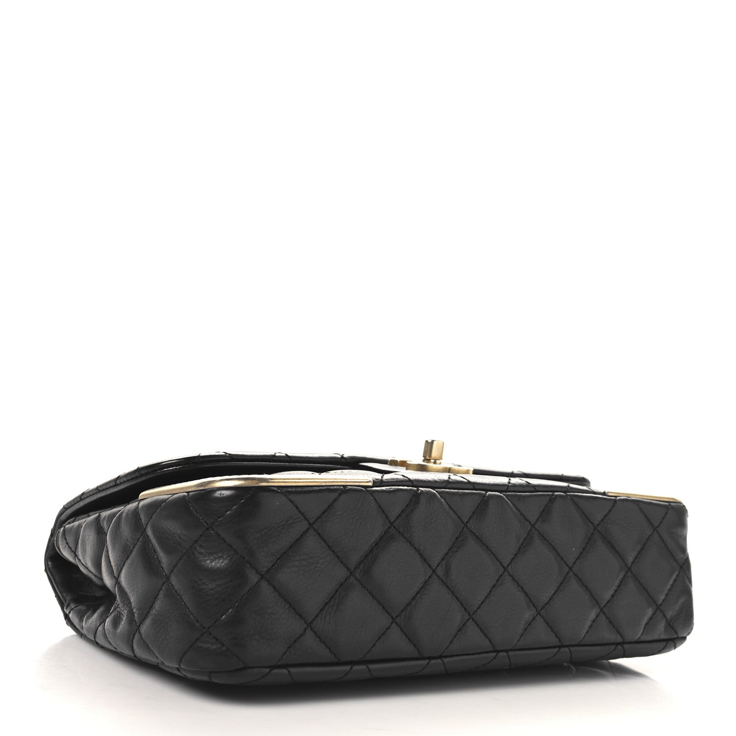 Calfskin Quilted Rock The Corner Flap Black